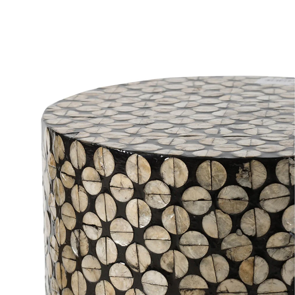 D14x20" Cylindrical Garden Capiz Stool Black/Gold - Image 4