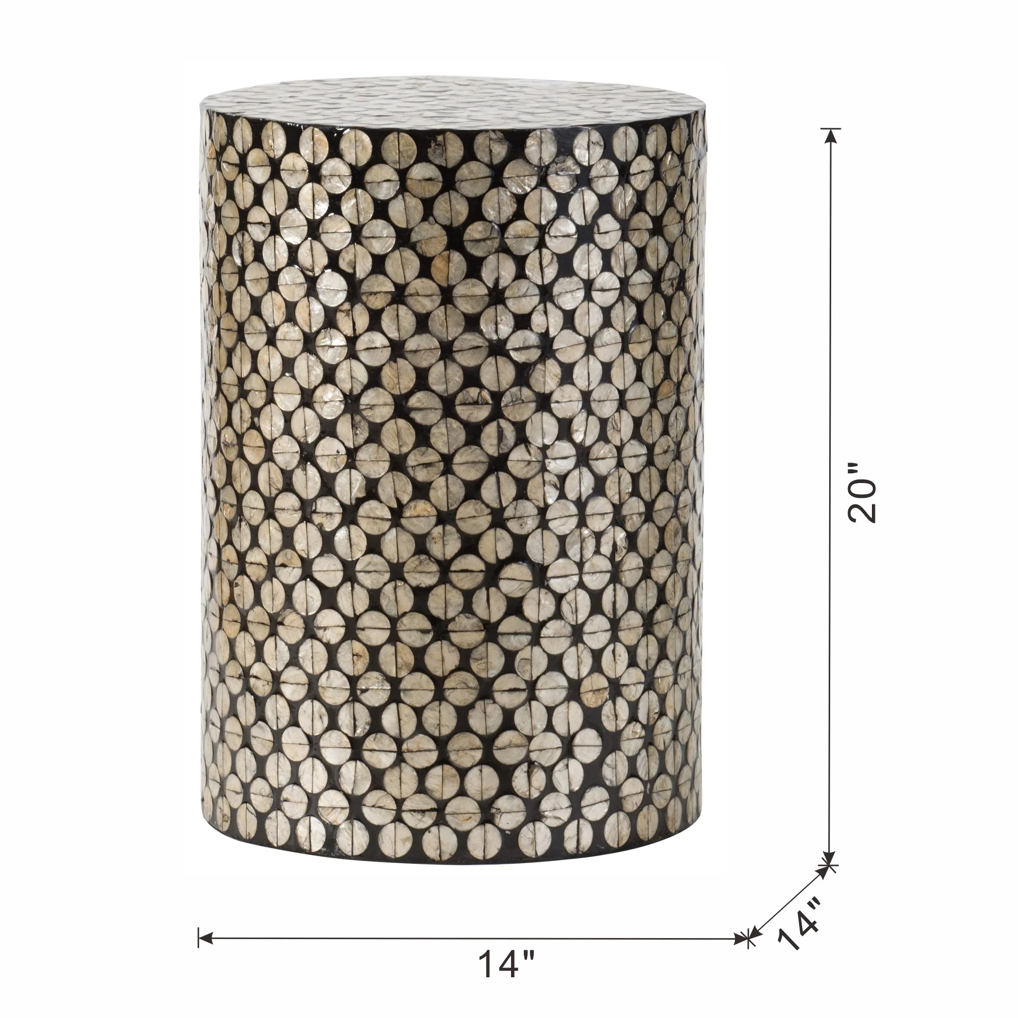 D14x20" Cylindrical Garden Capiz Stool Black/Gold - Image 6