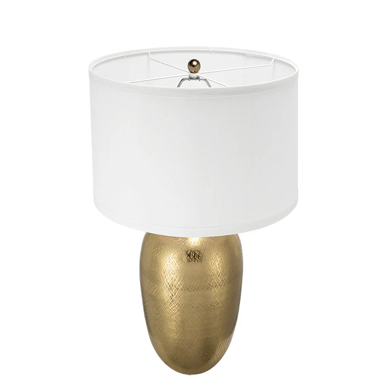D15x25.7' Round Aluminum Sheet Gold Table Lamp with White Fabric Shade - Image 4