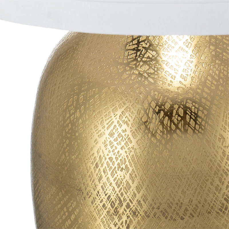 D15x25.7' Round Aluminum Sheet Gold Table Lamp with White Fabric Shade - Image 7