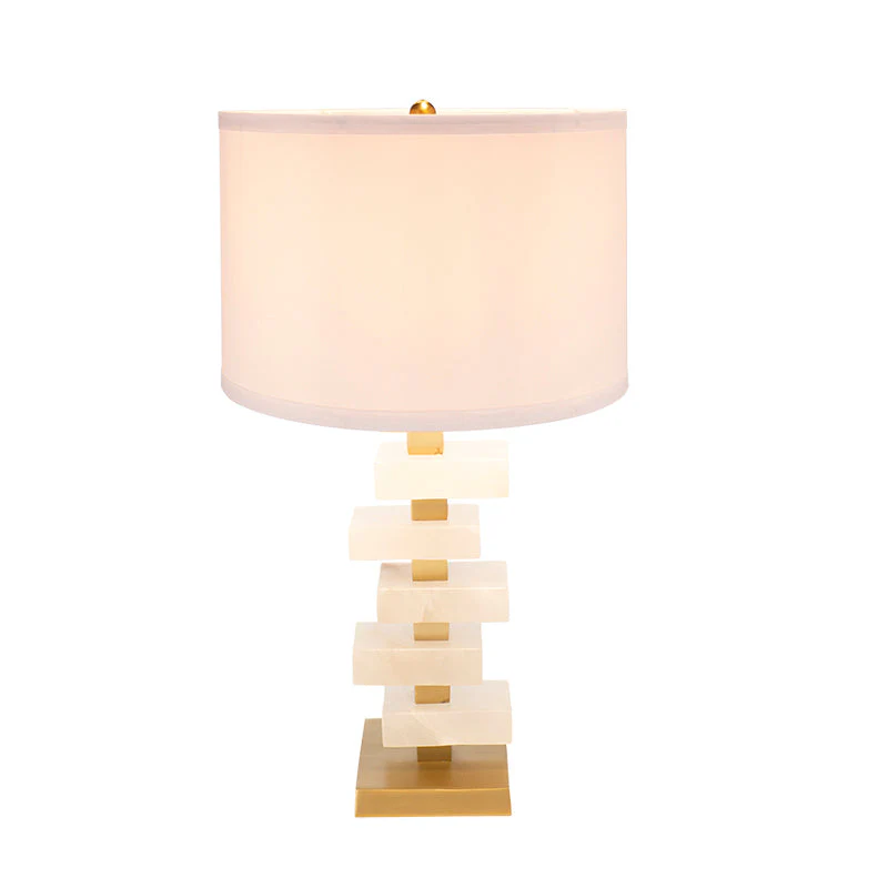 D15x26.7' White and Gold Alabaster Slab Table Lamp - Image 2