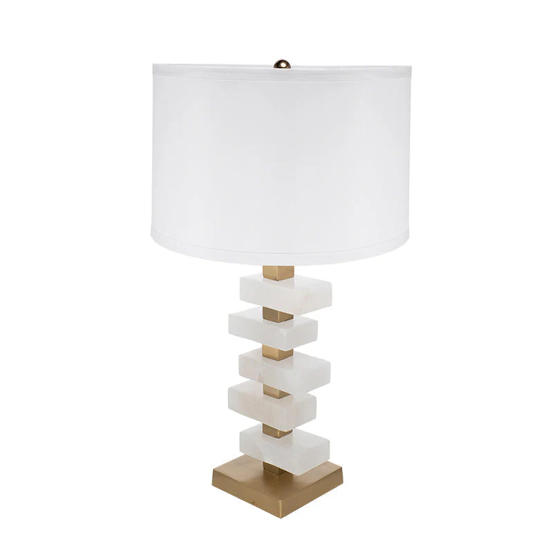 D15x26.7' White and Gold Alabaster Slab Table Lamp - Image 3