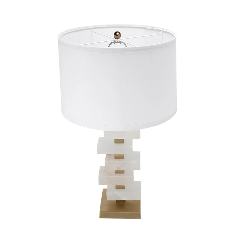 D15x26.7' White and Gold Alabaster Slab Table Lamp - Image 4