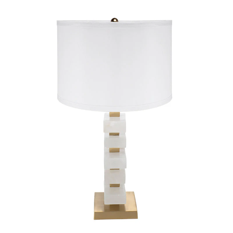 D15x26.7' White and Gold Alabaster Slab Table Lamp - Image 5