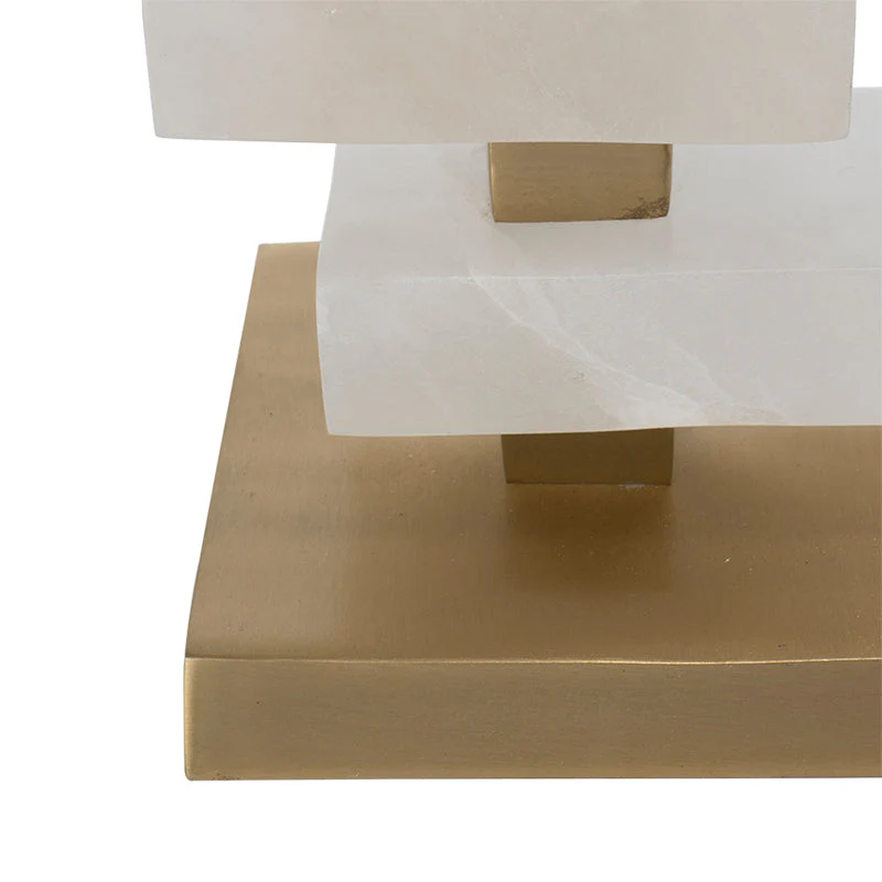 D15x26.7' White and Gold Alabaster Slab Table Lamp - Image 7