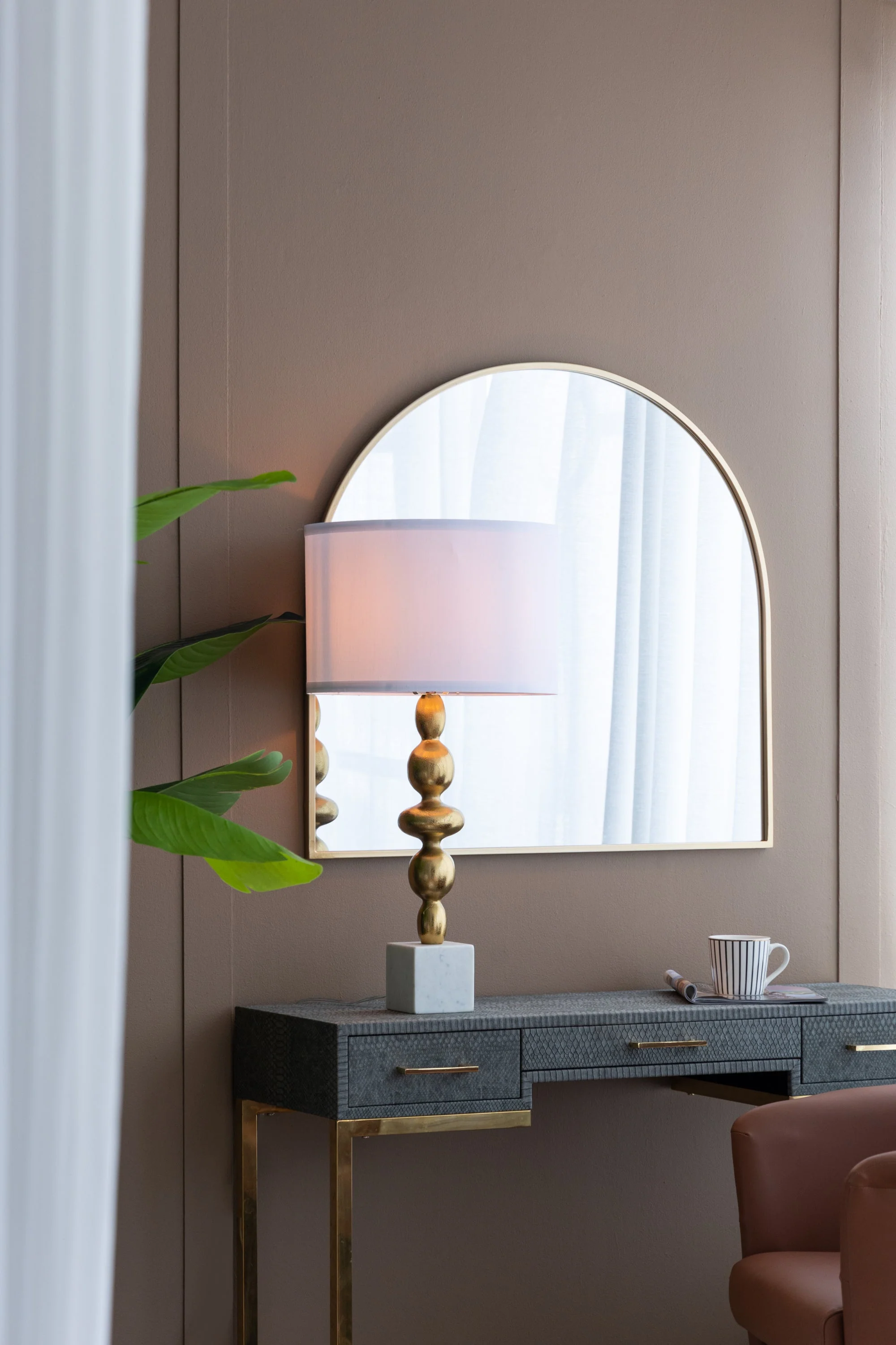 D15x29.5' Gold and White Table Lamp with Round Four Tiered Body - Image 14