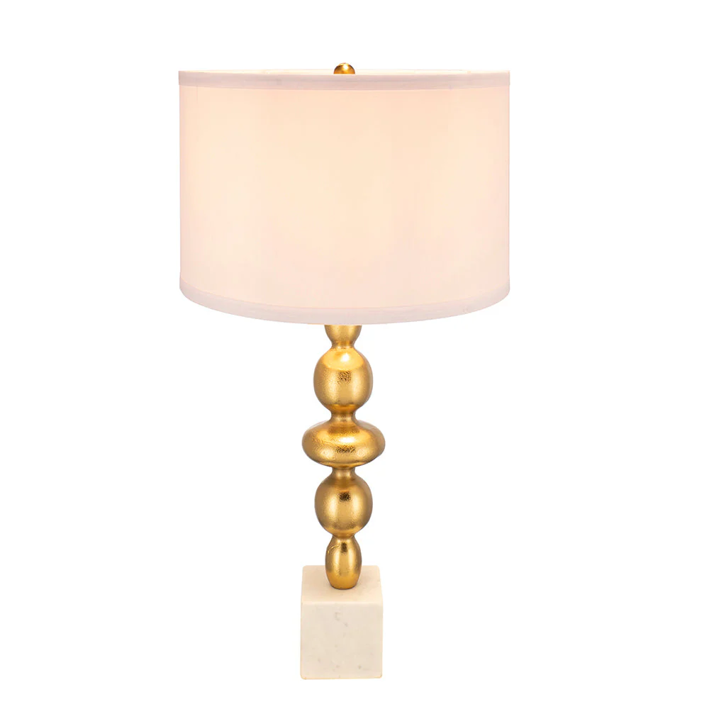 D15x29.5' Gold and White Table Lamp with Round Four Tiered Body - Image 3