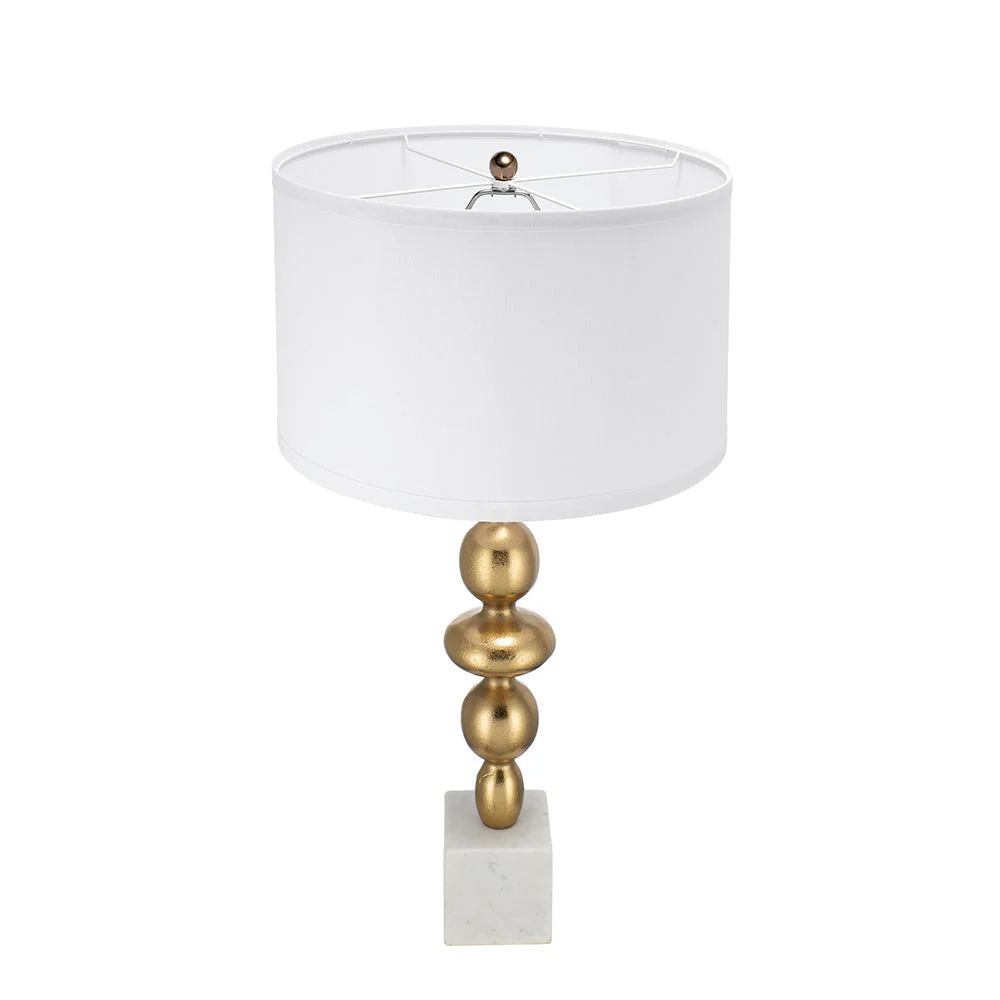 D15x29.5' Gold and White Table Lamp with Round Four Tiered Body - Image 4