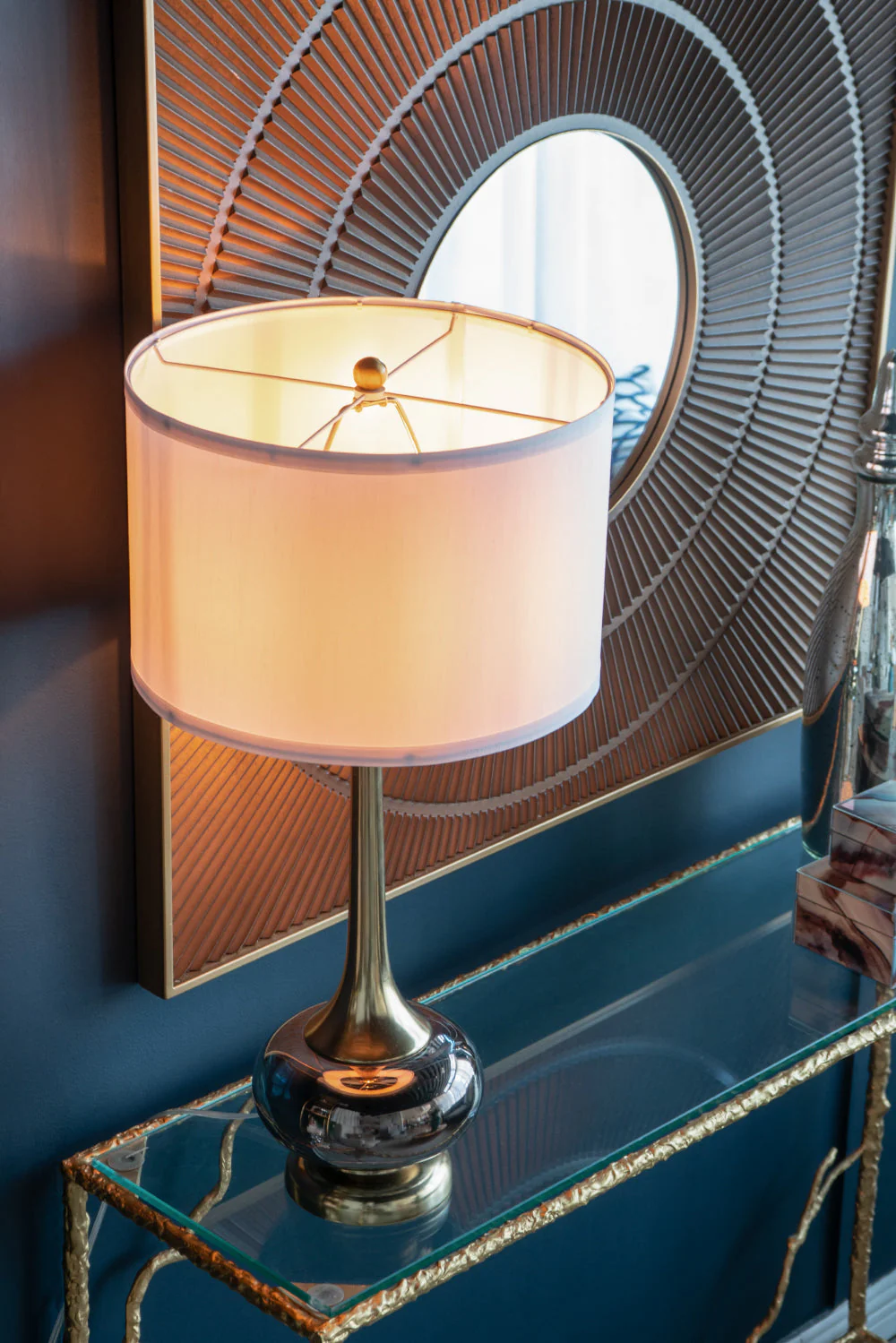 D15x29 Table Lamp with Glass Drum Shade - Image 8