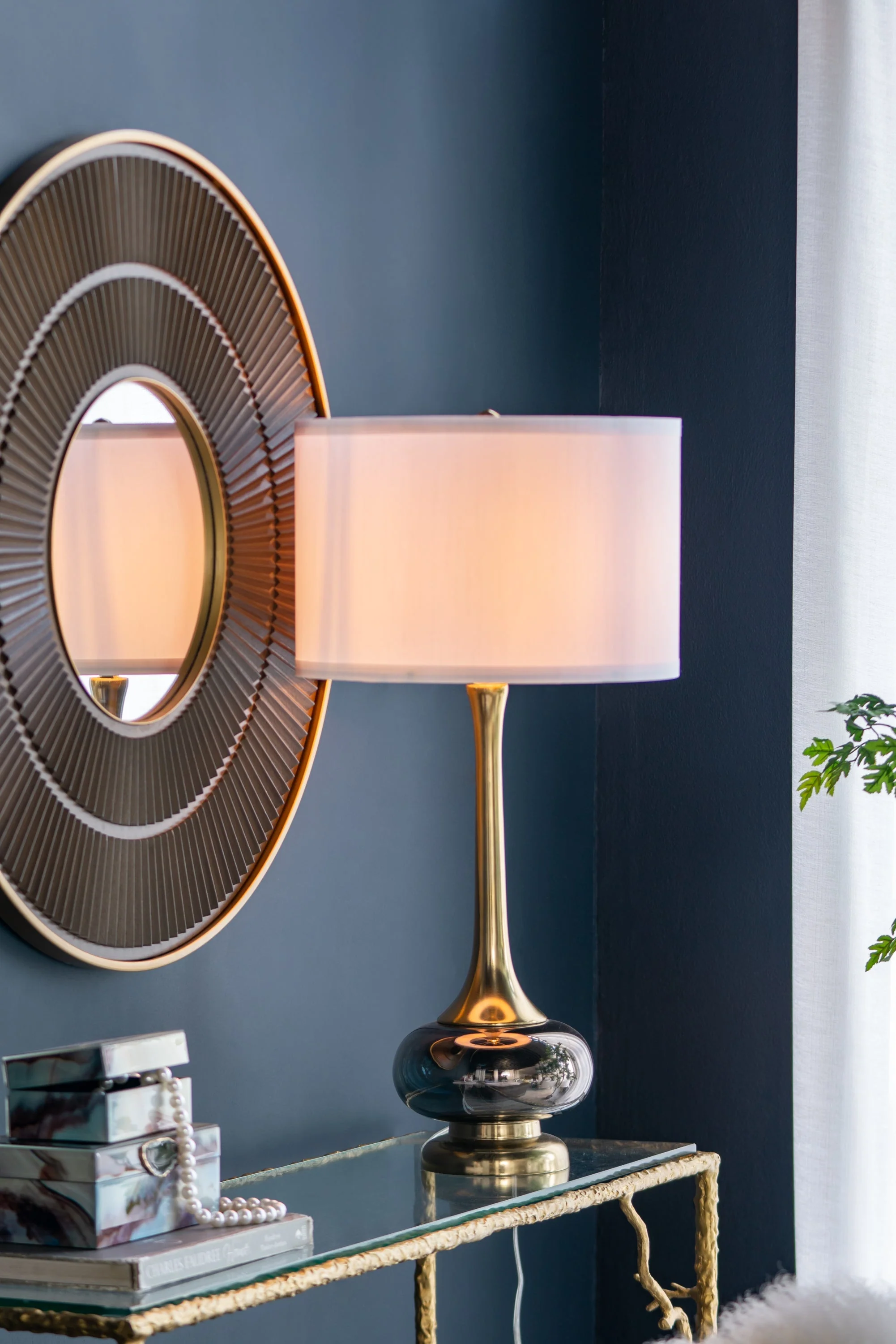 D15x29 Table Lamp with Glass Drum Shade - Image 9
