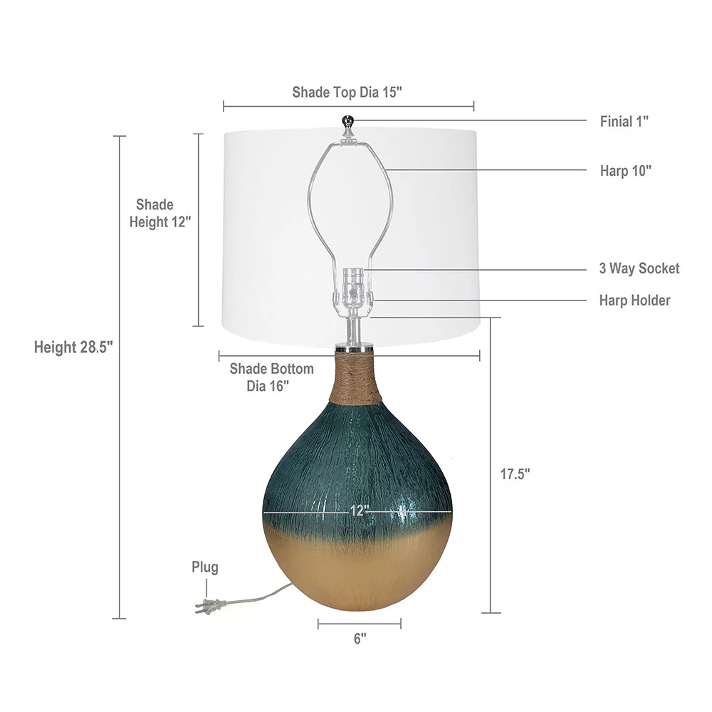 D16x28.5' Glass Table Lamp - Image 5