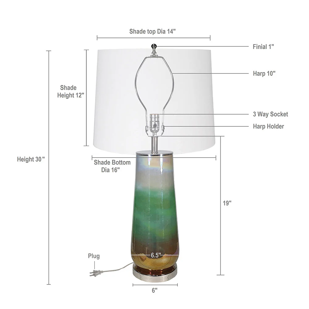 D16x30 Glass Table Lamp - Image 5