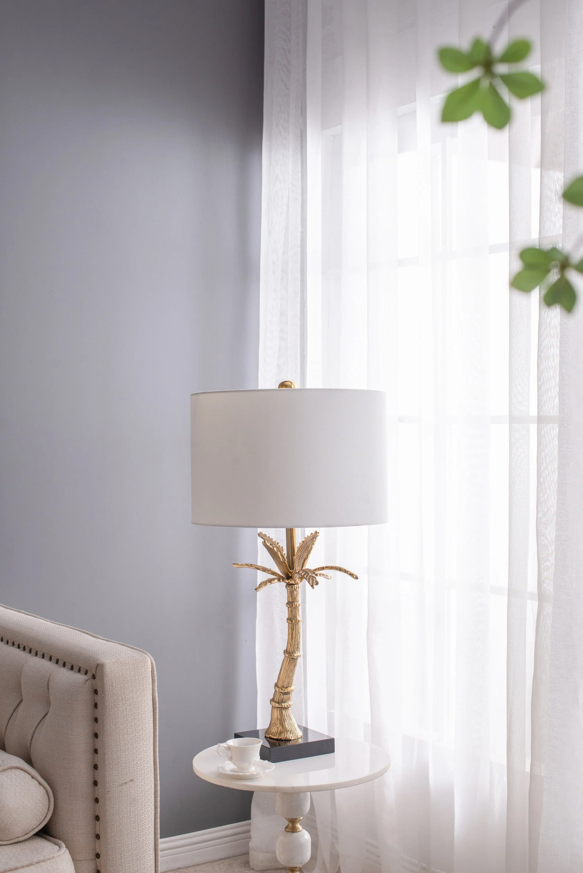 D16x31' Leaf Lamp with Marble Base Gold - Image 14