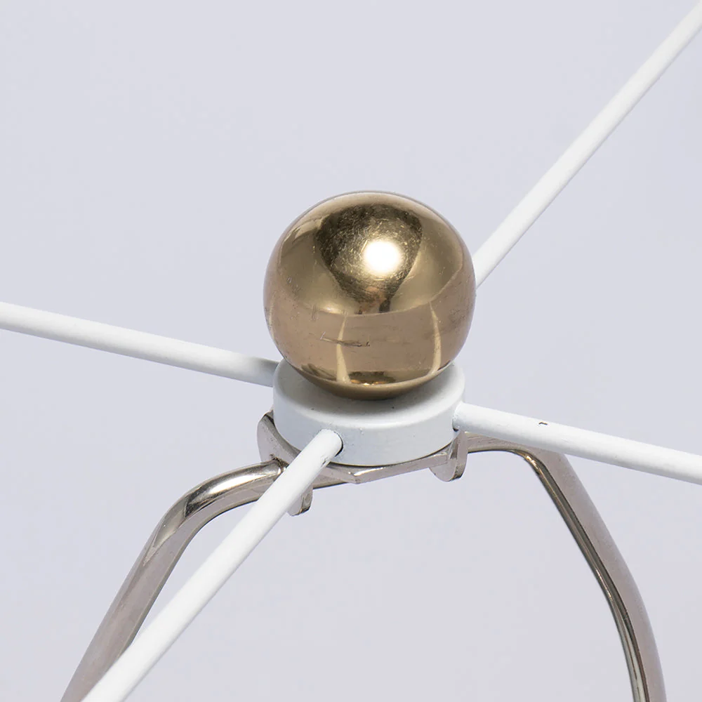 D18x31" Round Aluminum Sheet Gold Table Lamp with White Fabric Shade - Image 4