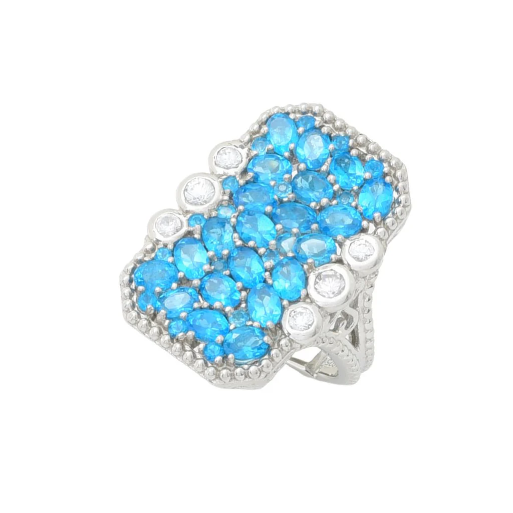 Dallas Prince 4.66ctw Neon Apatite & White Zircon Cluster Elongated Ring - Image 3