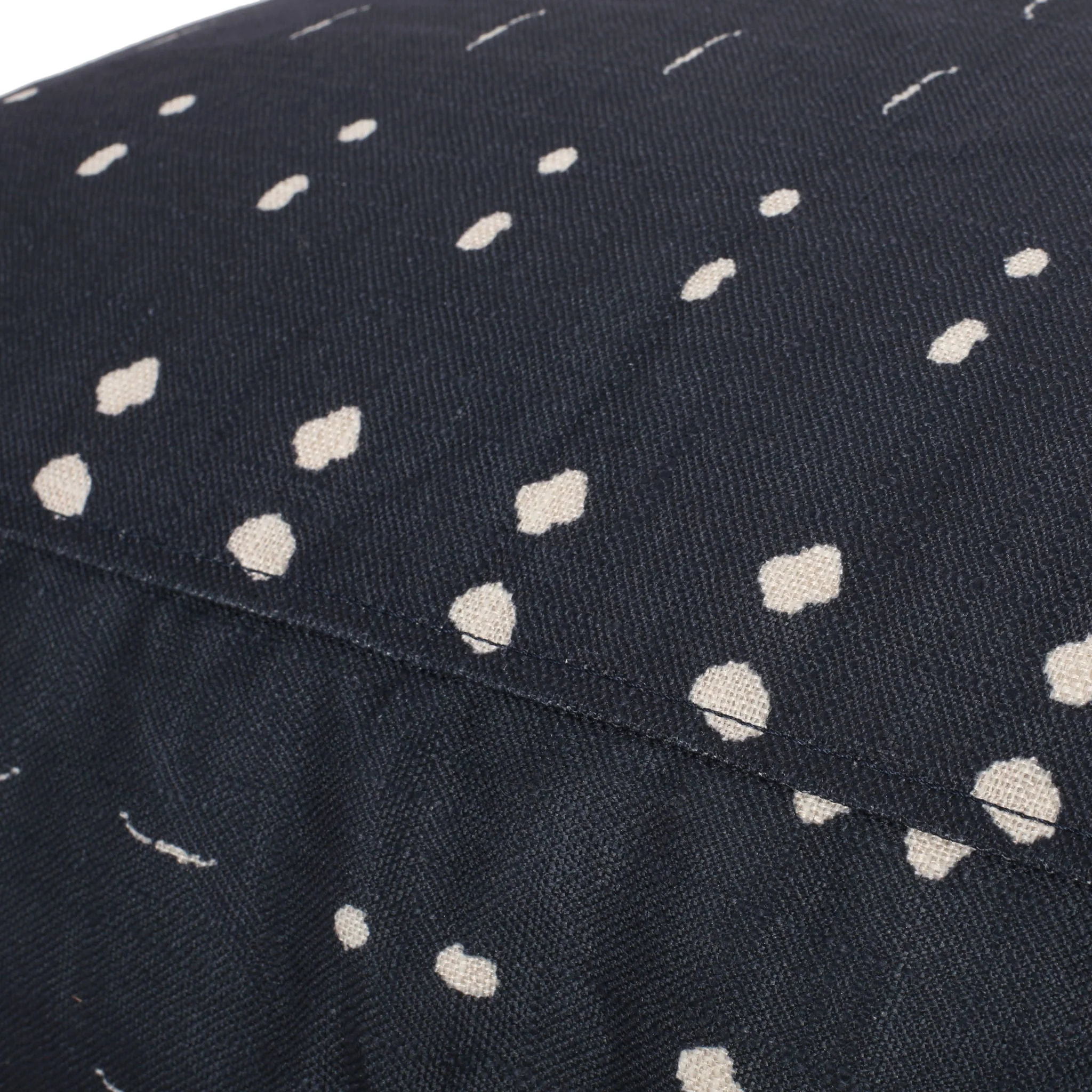 Dalm Fabric Square Pouf Ottoman with Polystyrene Beads Filling - Dark Blue / White - Image 3