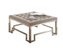 Damien Beige Fabric & Champagne Finish Cocktail Ottoman - Image 2