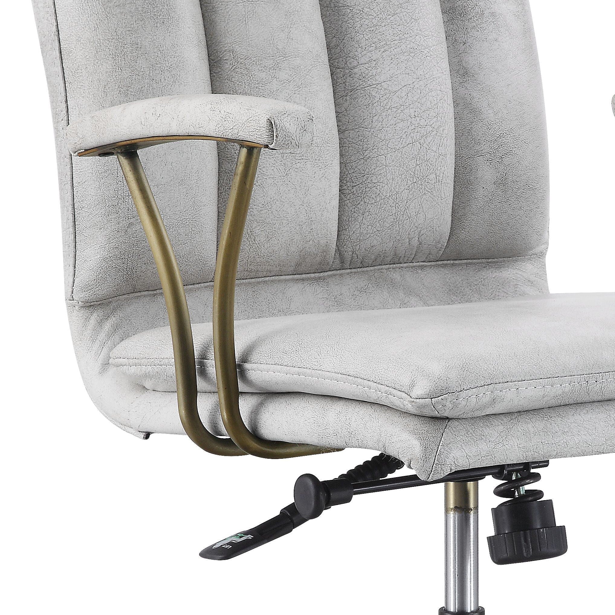 Damir - Vintage Top Grain Leather Office Chair - Antique White / Vintage - Image 2