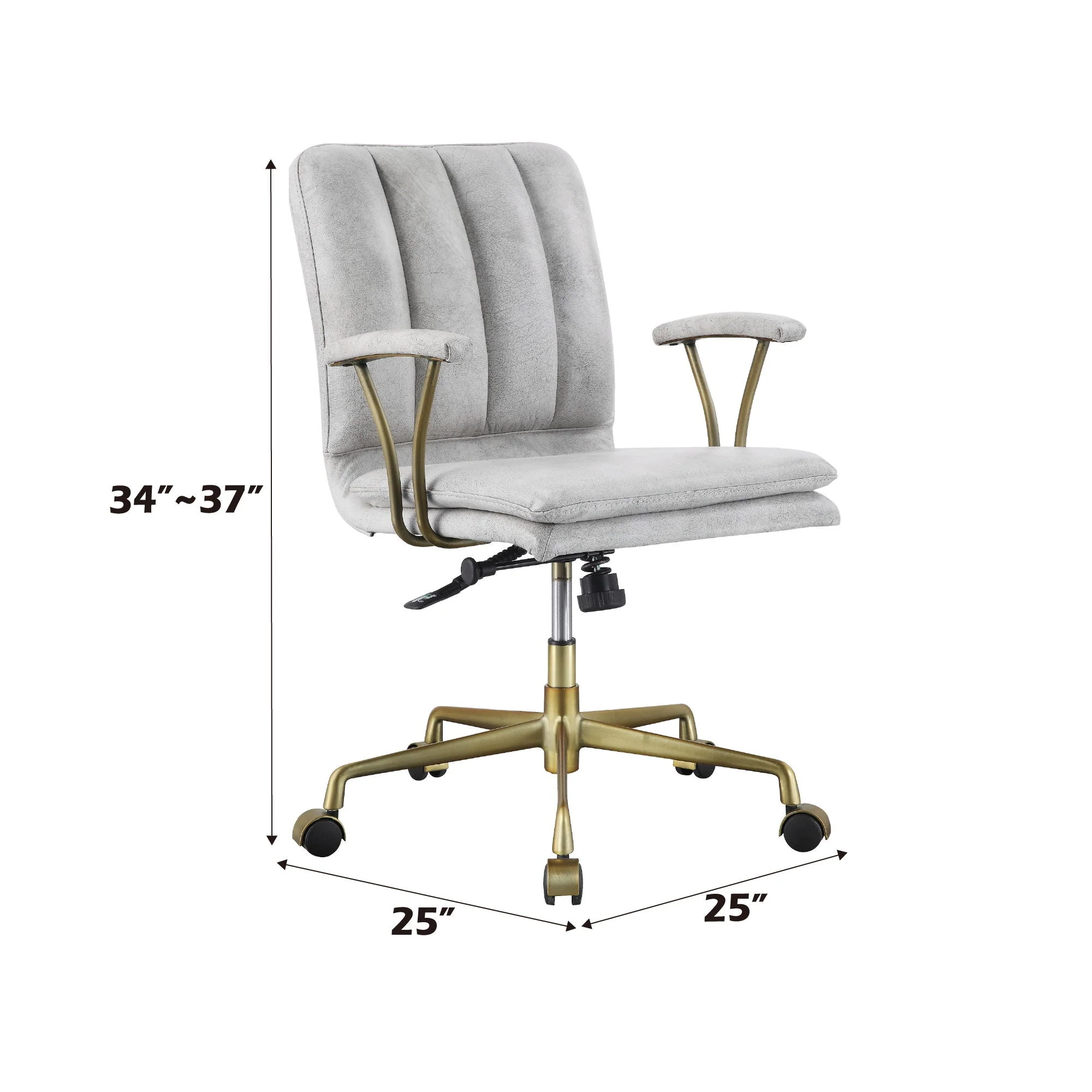 Damir - Vintage Top Grain Leather Office Chair - Antique White / Vintage - Image 3