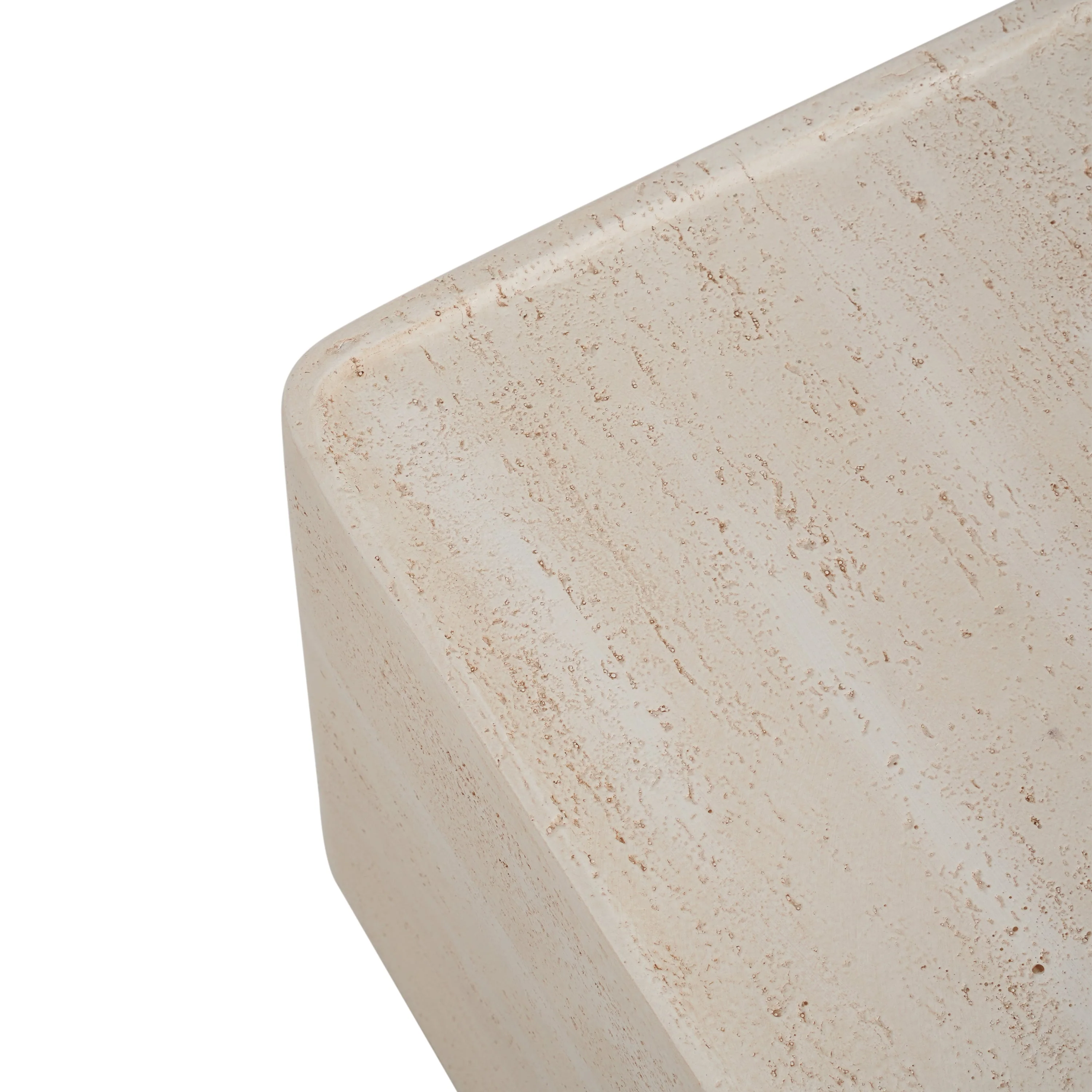 Daphne Outdoor Patio MGO Side Table Beige Travertine Finish - Image 10