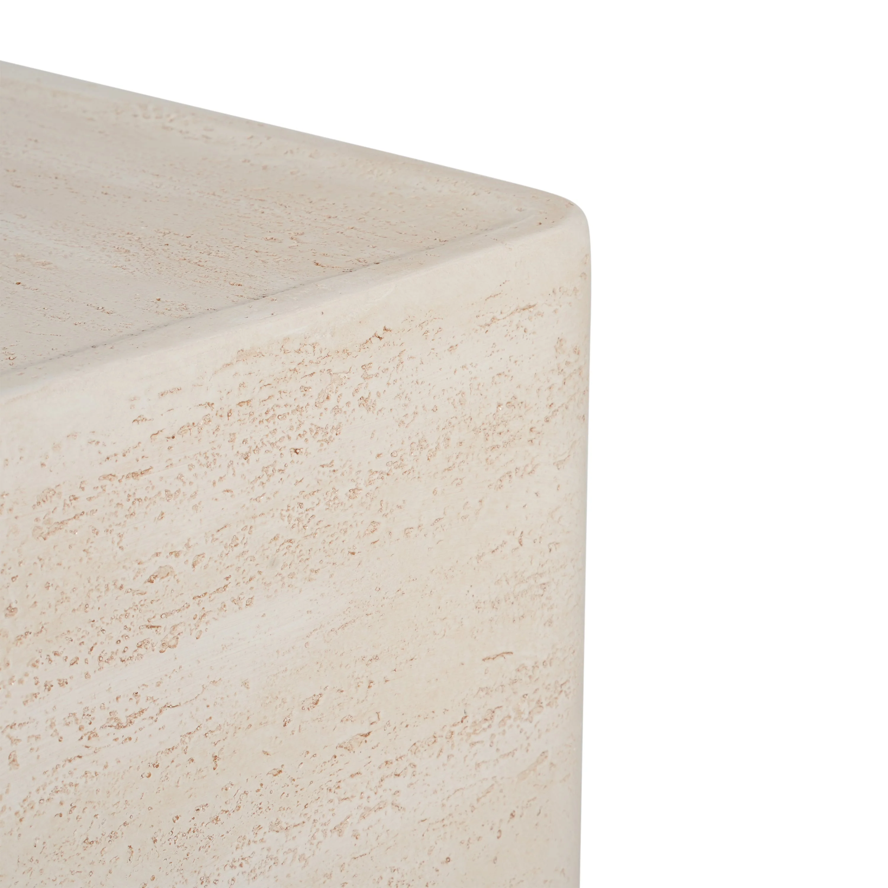 Daphne Outdoor Patio MGO Side Table Beige Travertine Finish - Image 12