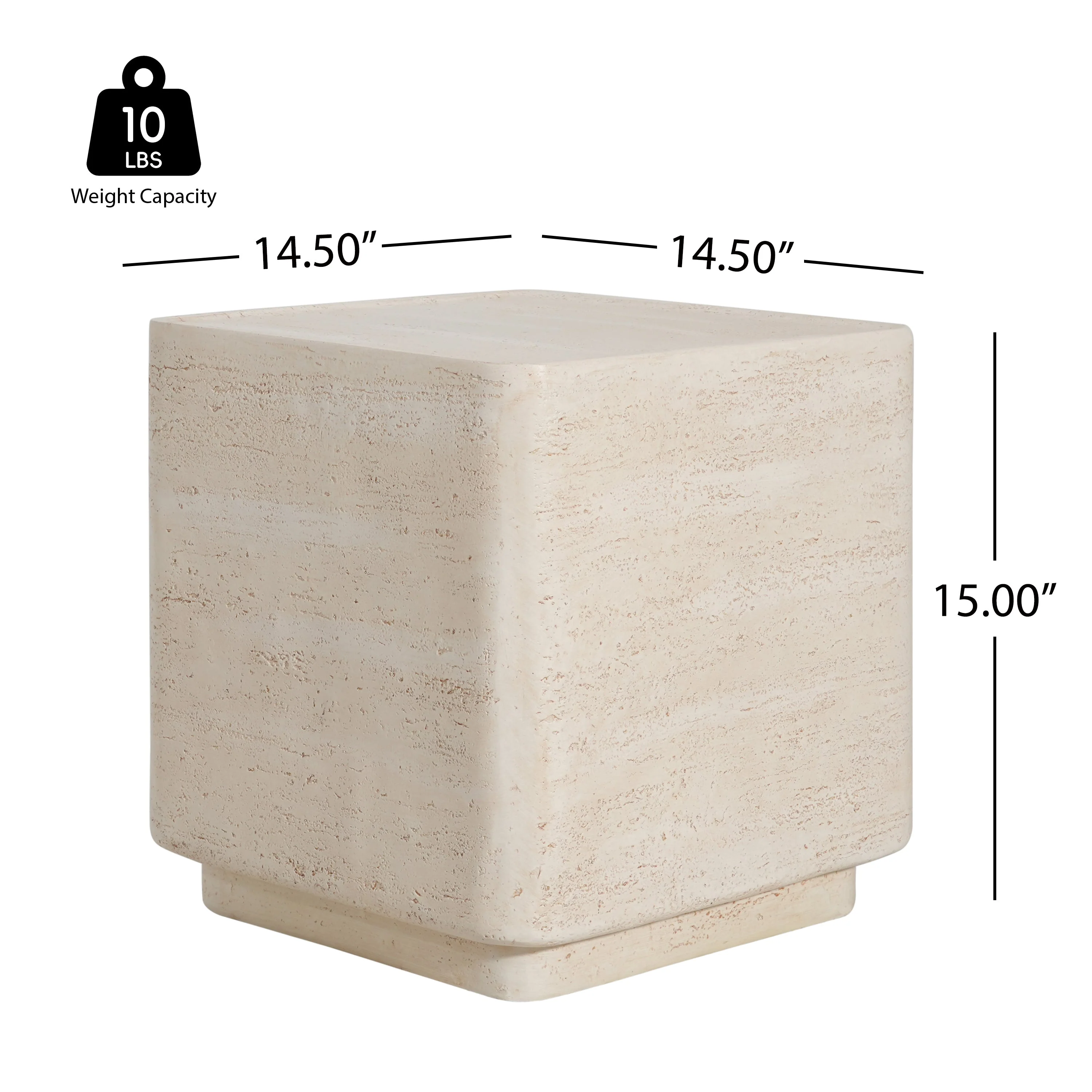 Daphne Outdoor Patio MGO Side Table Beige Travertine Finish - Image 4