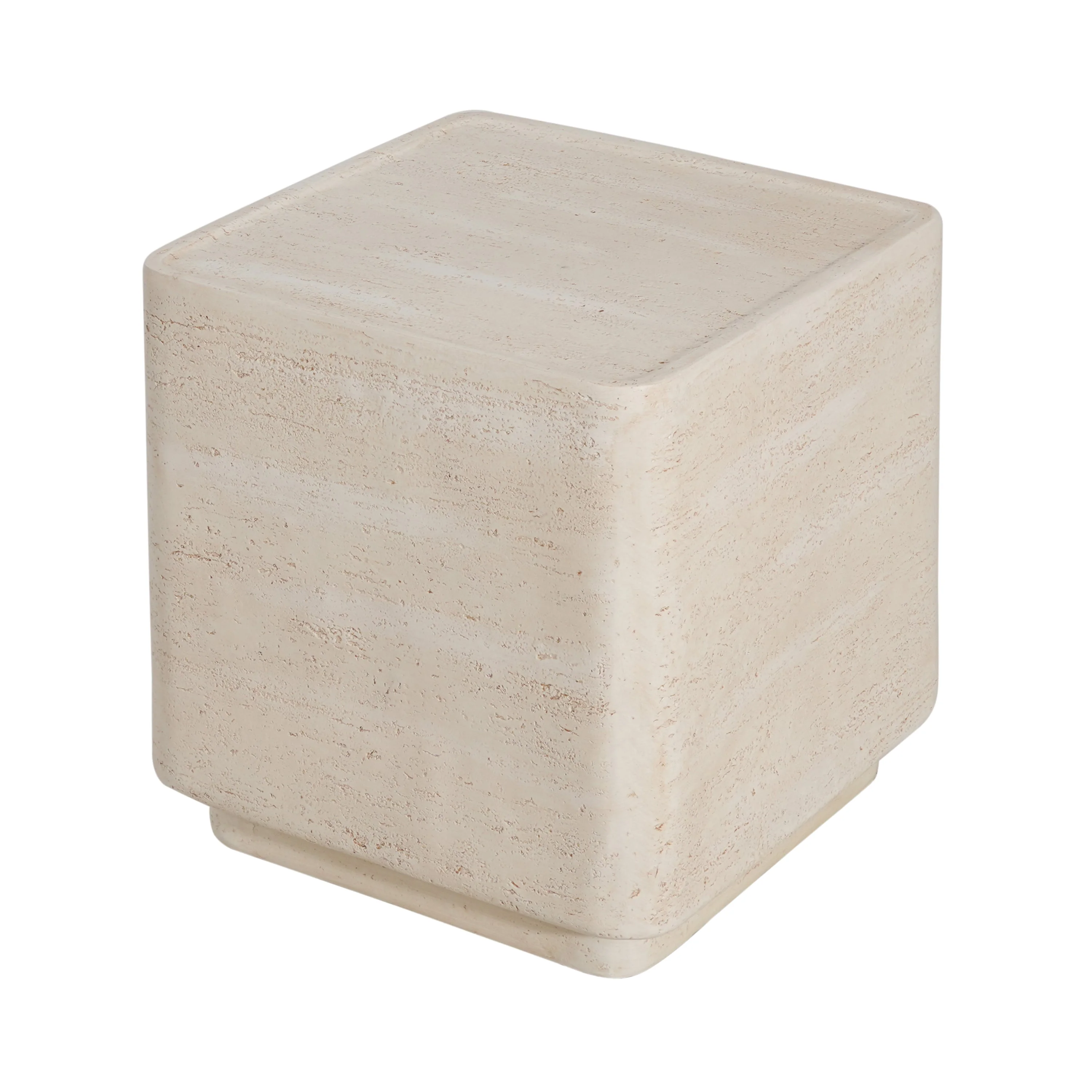 Daphne Outdoor Patio MGO Side Table Beige Travertine Finish - Image 6