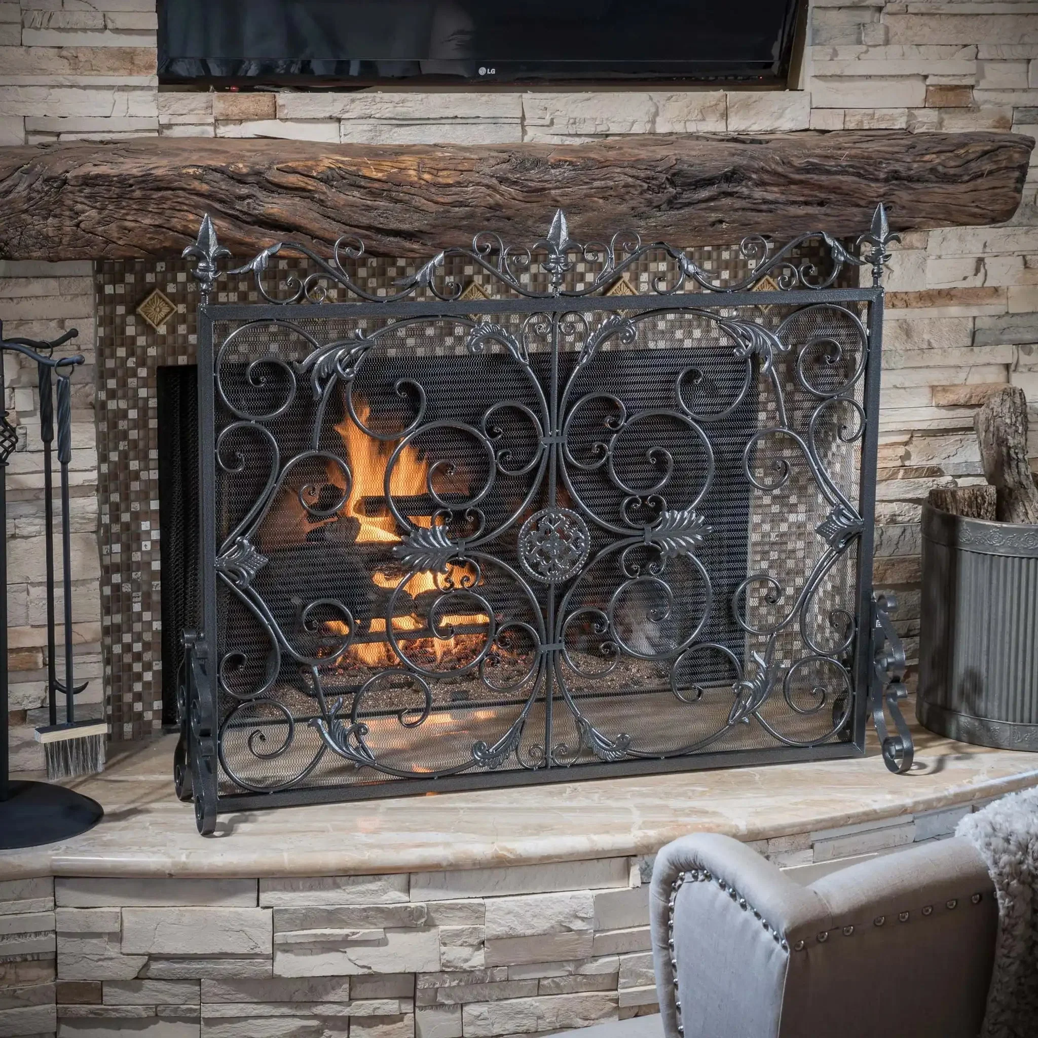 Darcie - Wrought Fireplace Screen, Ornate Design - Image 4