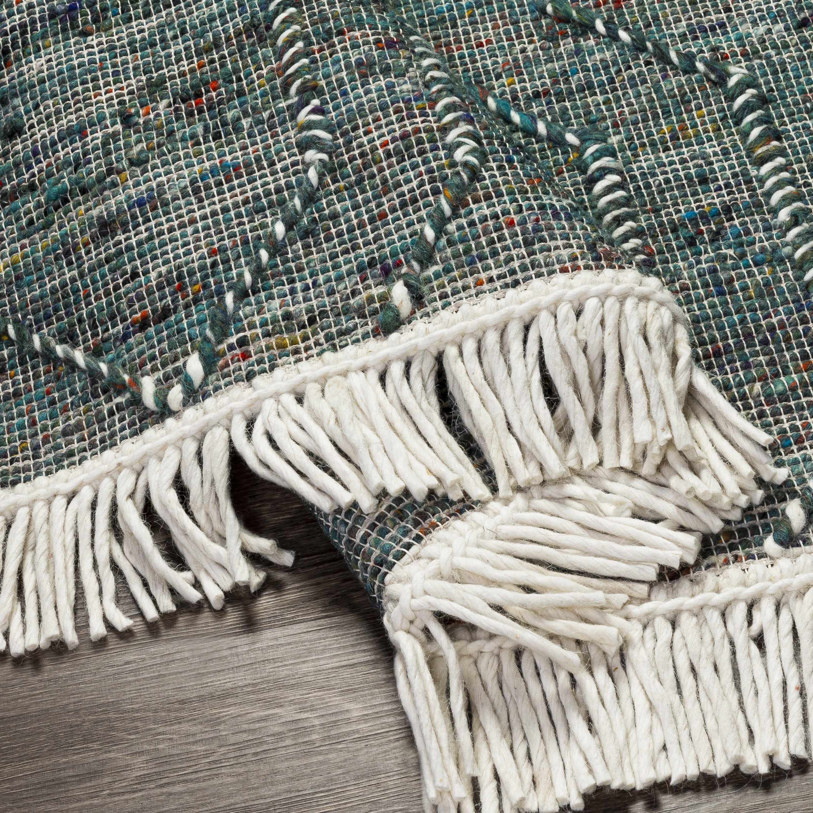 Dark Blue Takaungu Wool Blend Braided Tassel Area Rug - Clearance - Image 4
