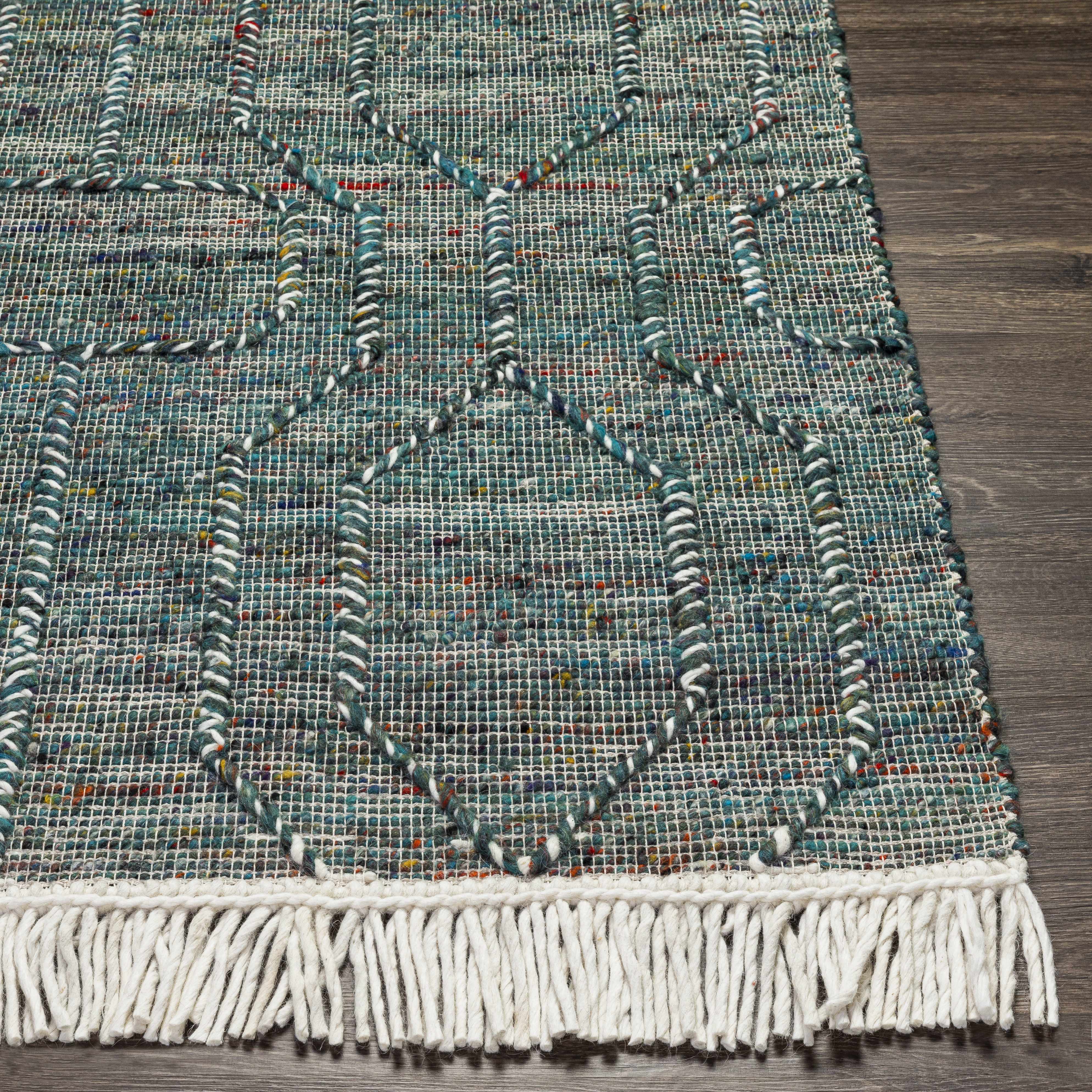 Dark Blue Takaungu Wool Blend Braided Tassel Area Rug - Clearance - Image 5