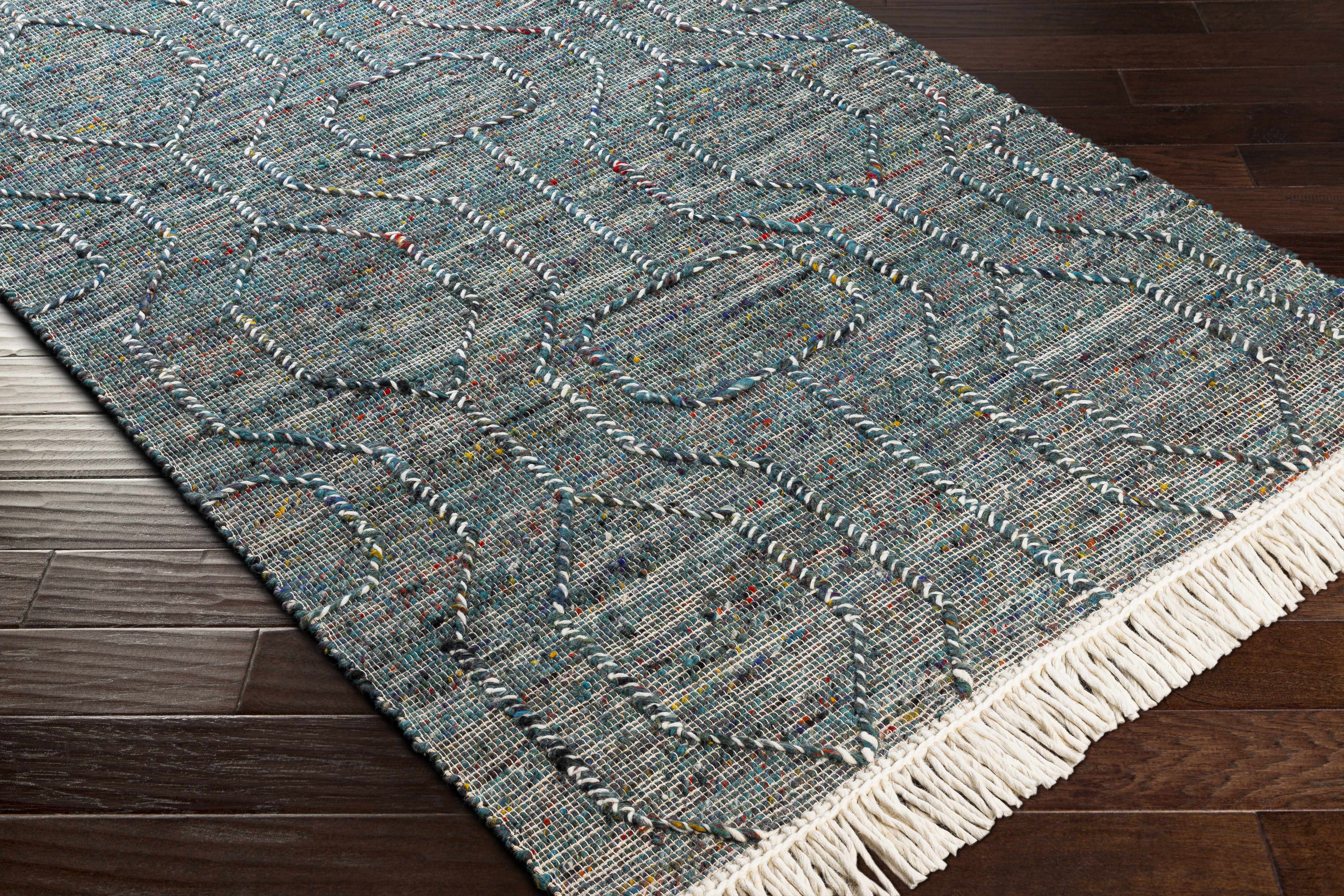 Dark Blue Takaungu Wool Blend Braided Tassel Area Rug - Clearance - Image 6