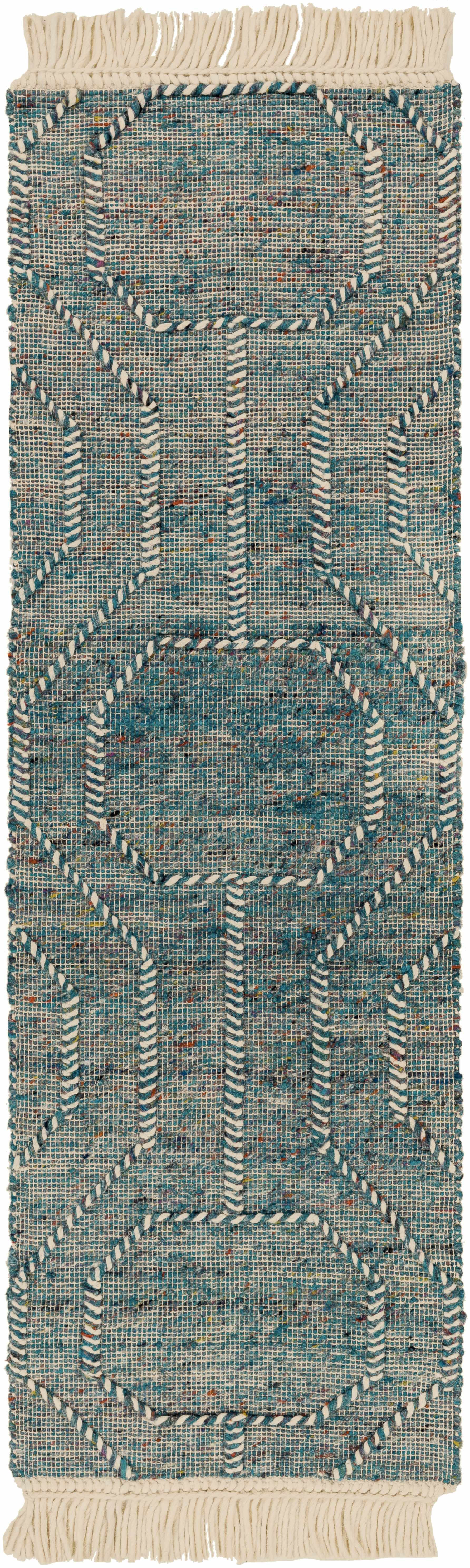 Dark Blue Takaungu Wool Blend Braided Tassel Area Rug - Clearance - Image 9