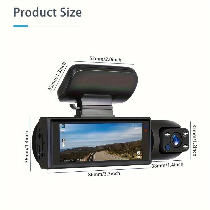Dash Cam for Rideshare Drivers - Front & Cabin Cam with IR Night Vision - Image 2
