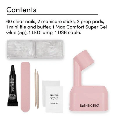 Dashing Diva Gel Xtend Fake Nails Starter Kit Medium Round 30ct - New - Image 3