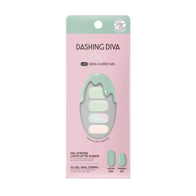 Dashing Diva Glaze Semi-Cured Gel Nail Polish Strips Emerald Marble 32ct
