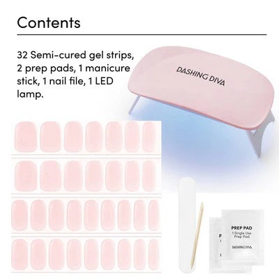 Dashing Diva Glaze Semi-Cured Gel Nail Polish Strips Starter Kit Powder Pink 32ct - Image 3