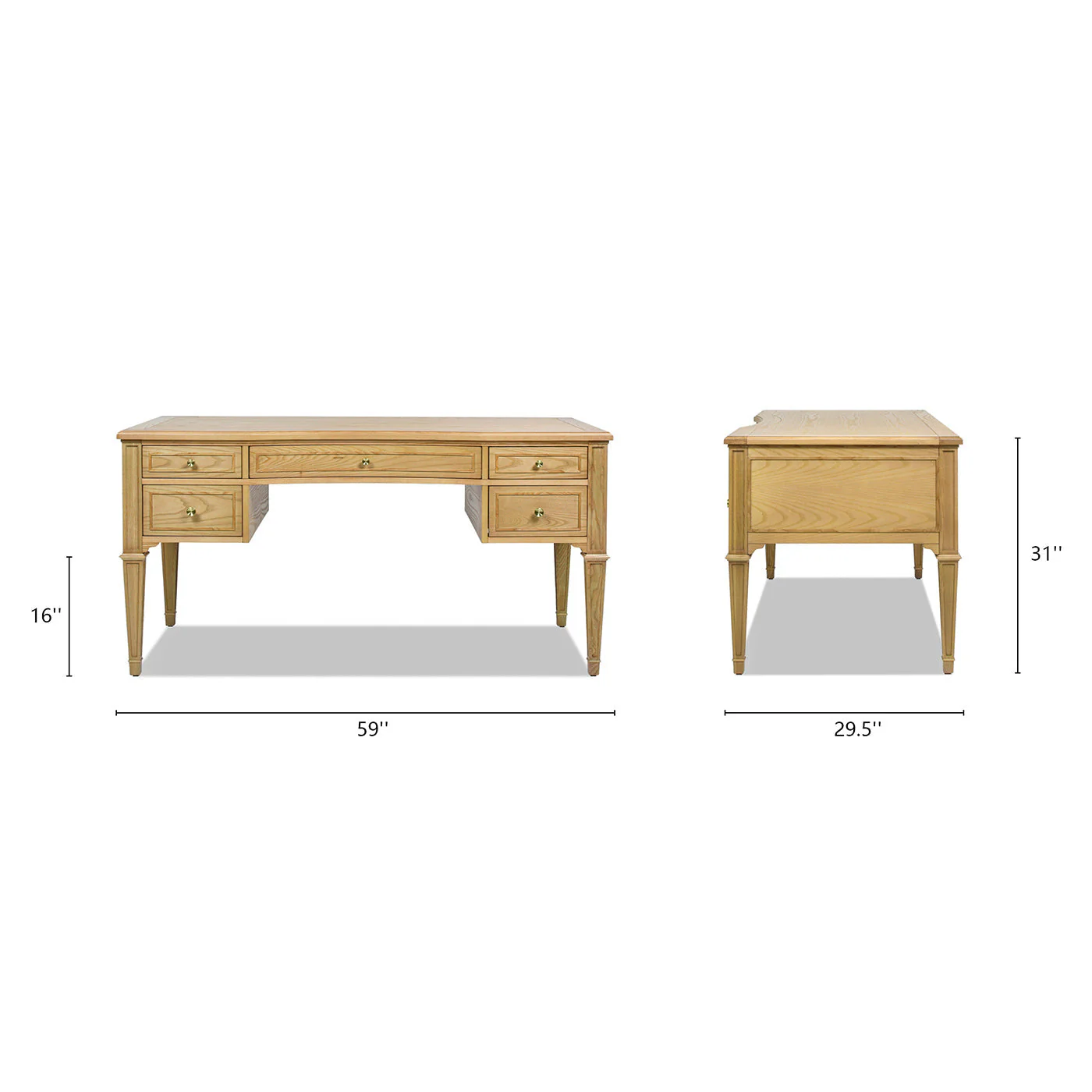 Dauphin Gold Accent 5-Drawer Wood Executive Desk - Image 13