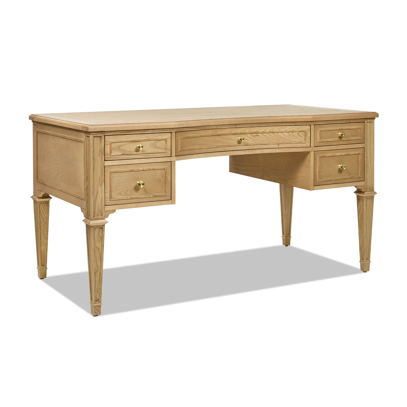 Dauphin Gold Accent 5-Drawer Wood Executive Desk - Image 5