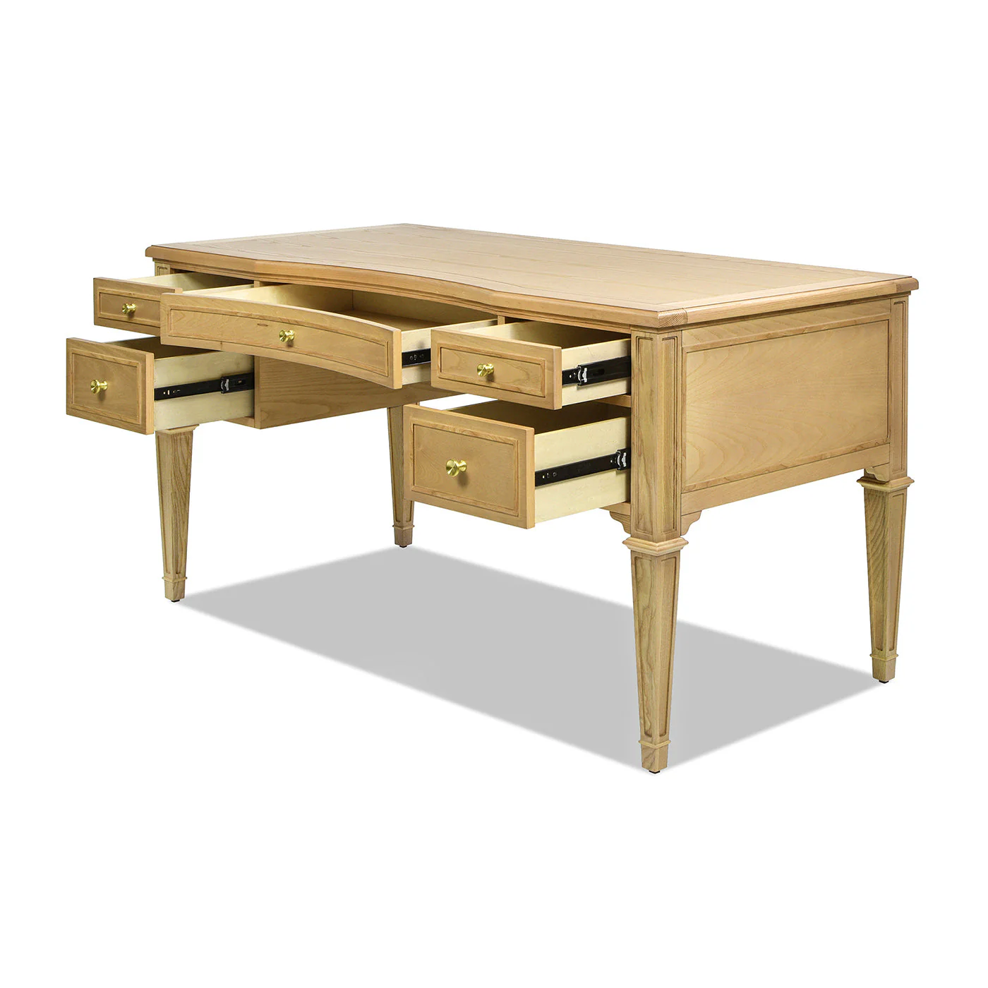Dauphin Gold Accent 5-Drawer Wood Executive Desk - Image 8