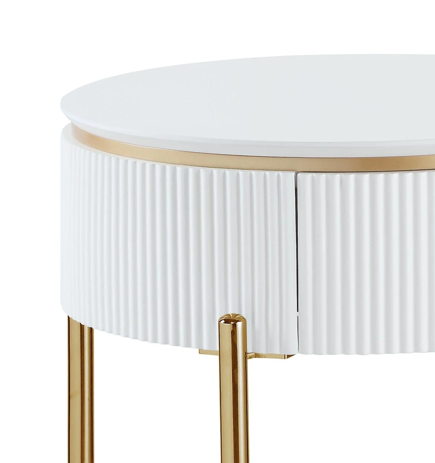 Daveigh - High Gloss End Table - Gold / White - Image 2
