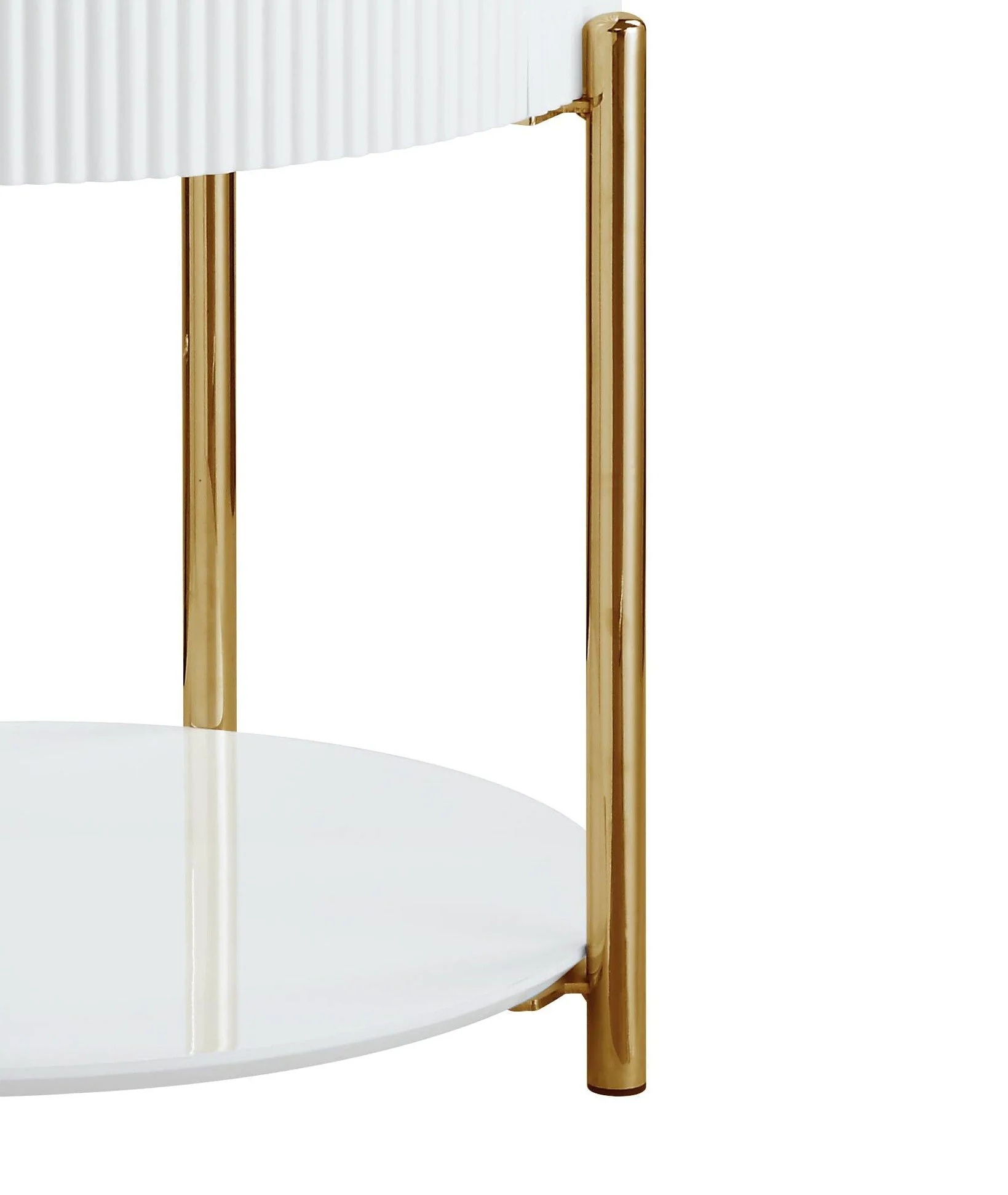 Daveigh - High Gloss End Table - Gold / White - Image 3
