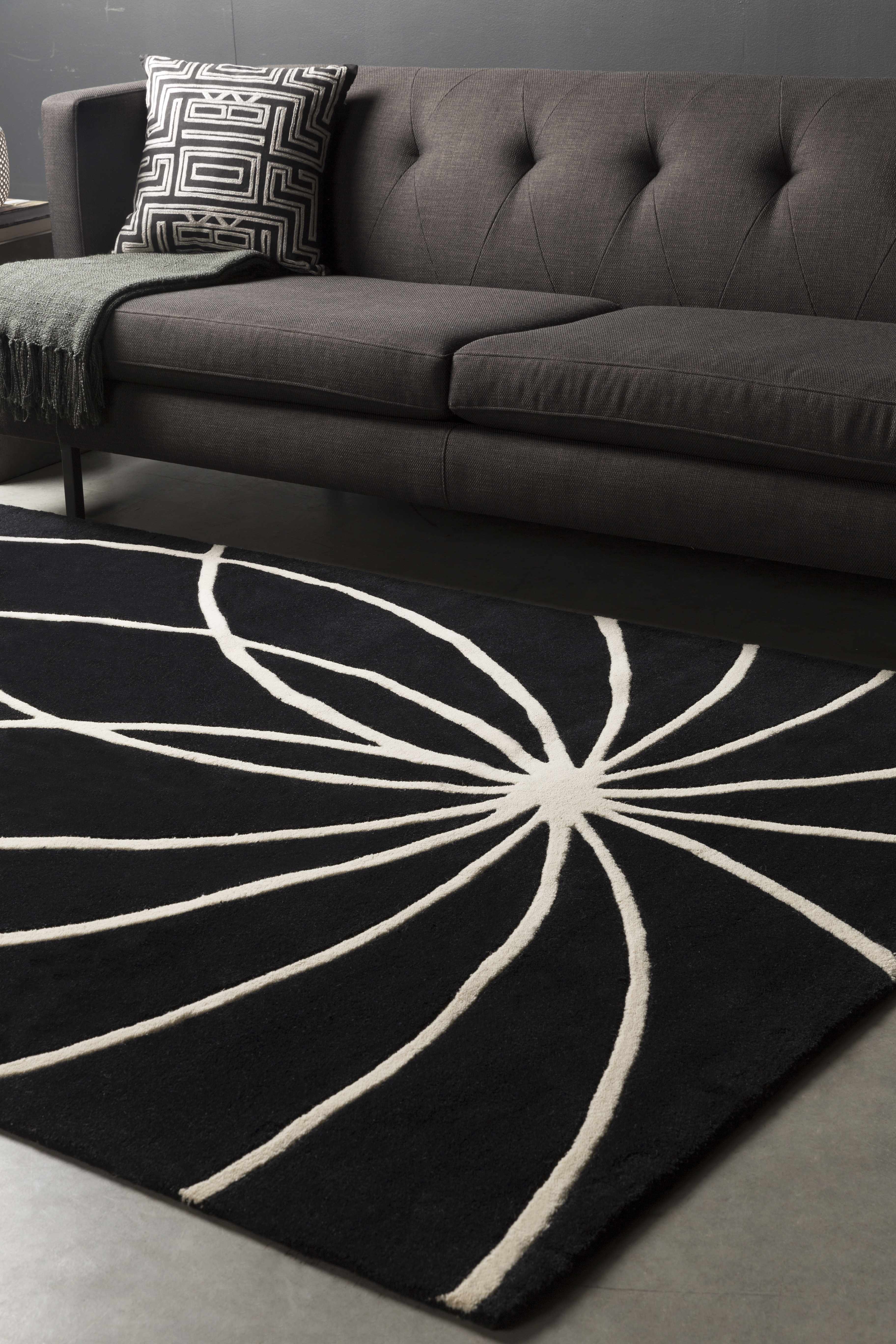 Davison Black Geometric Wool Carpet - Image 11