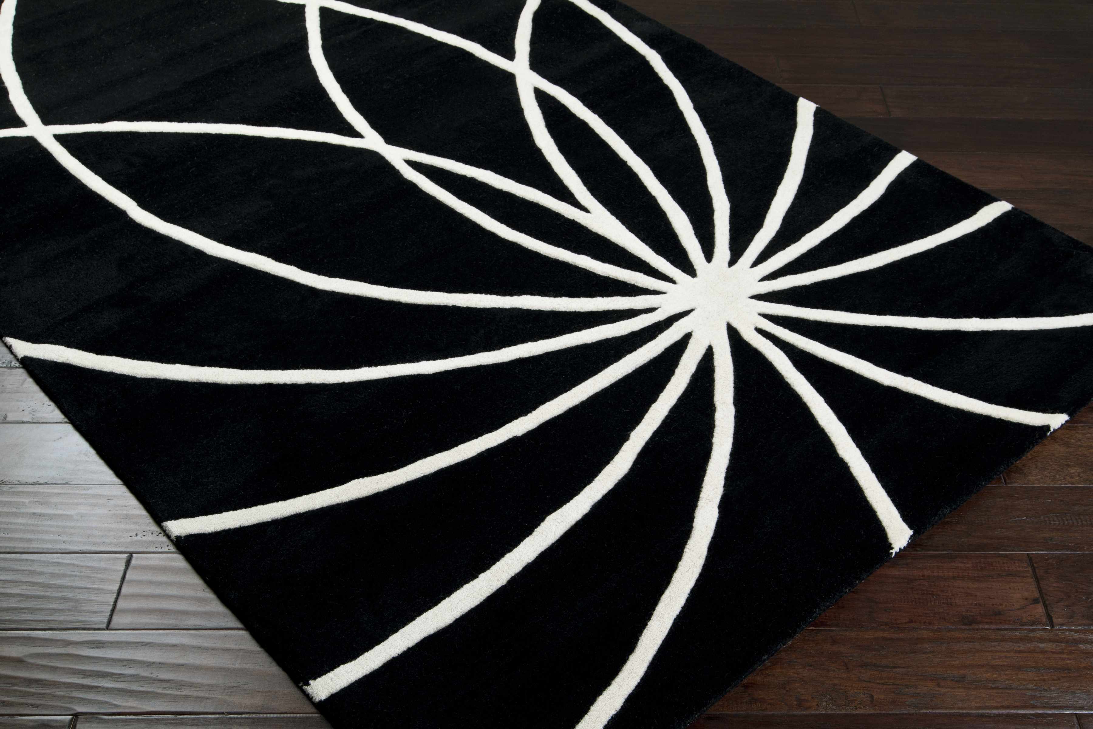 Davison Black Geometric Wool Carpet - Image 13
