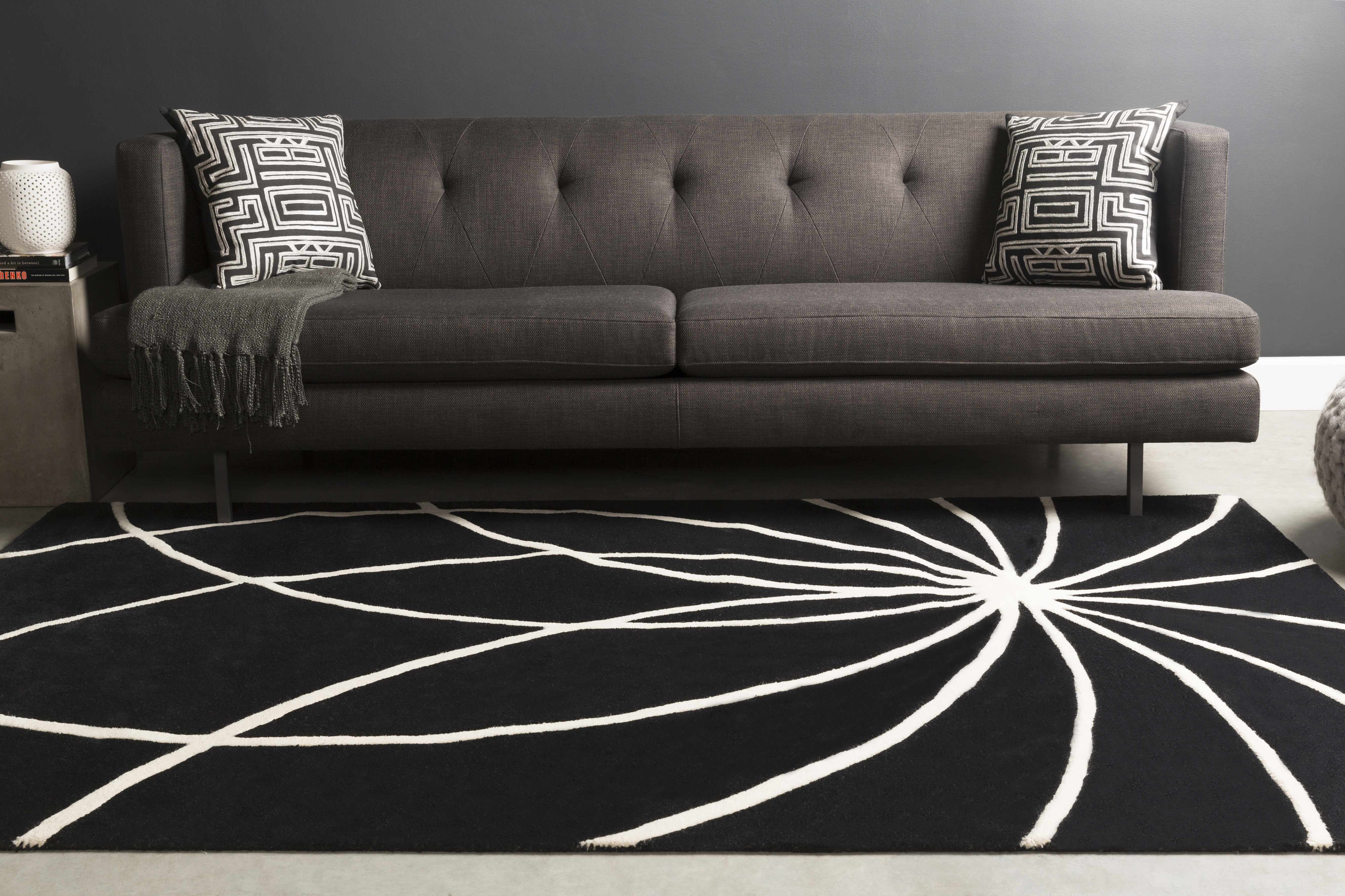 Davison Black Geometric Wool Carpet - Image 2