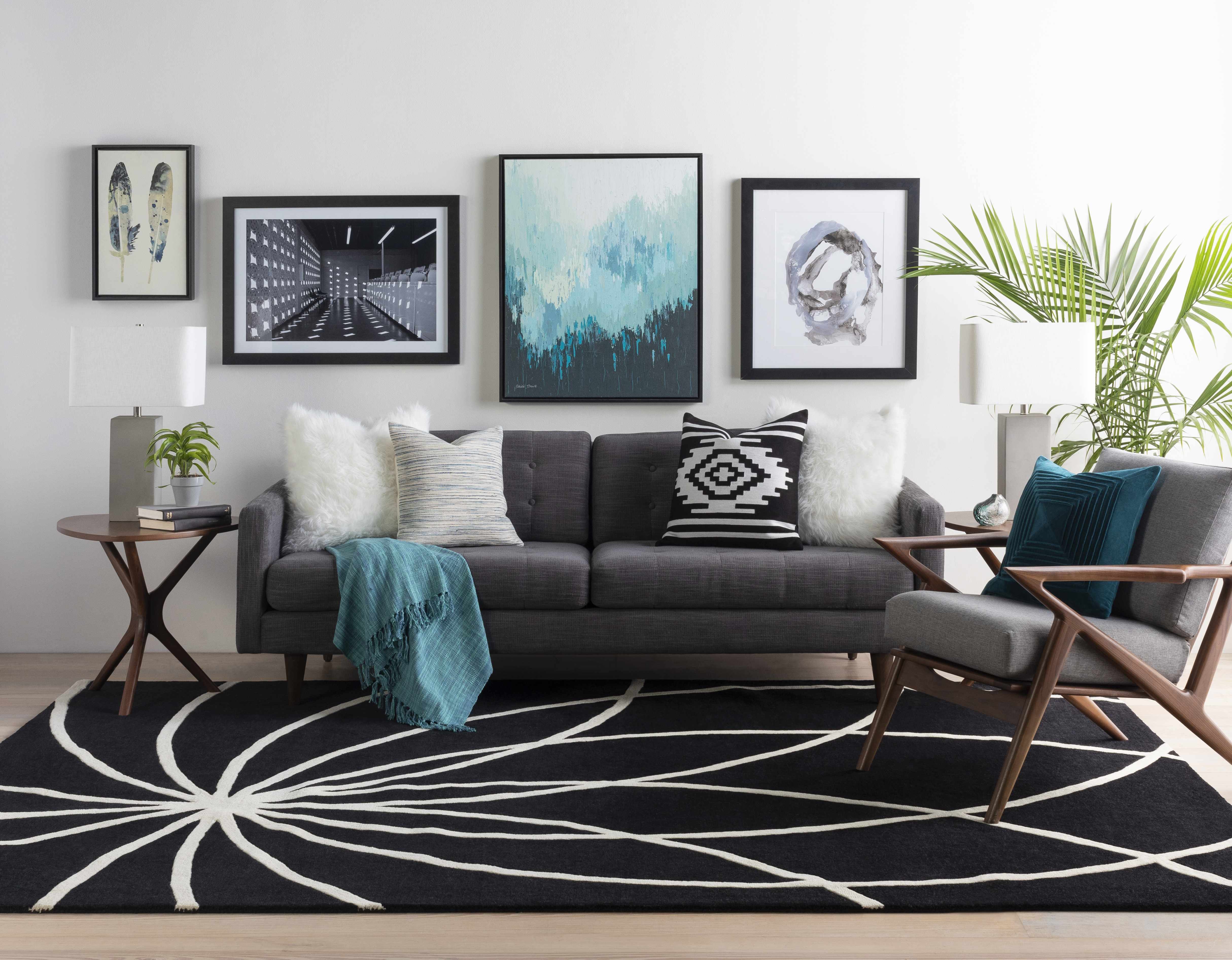 Davison Black Geometric Wool Carpet - Image 20