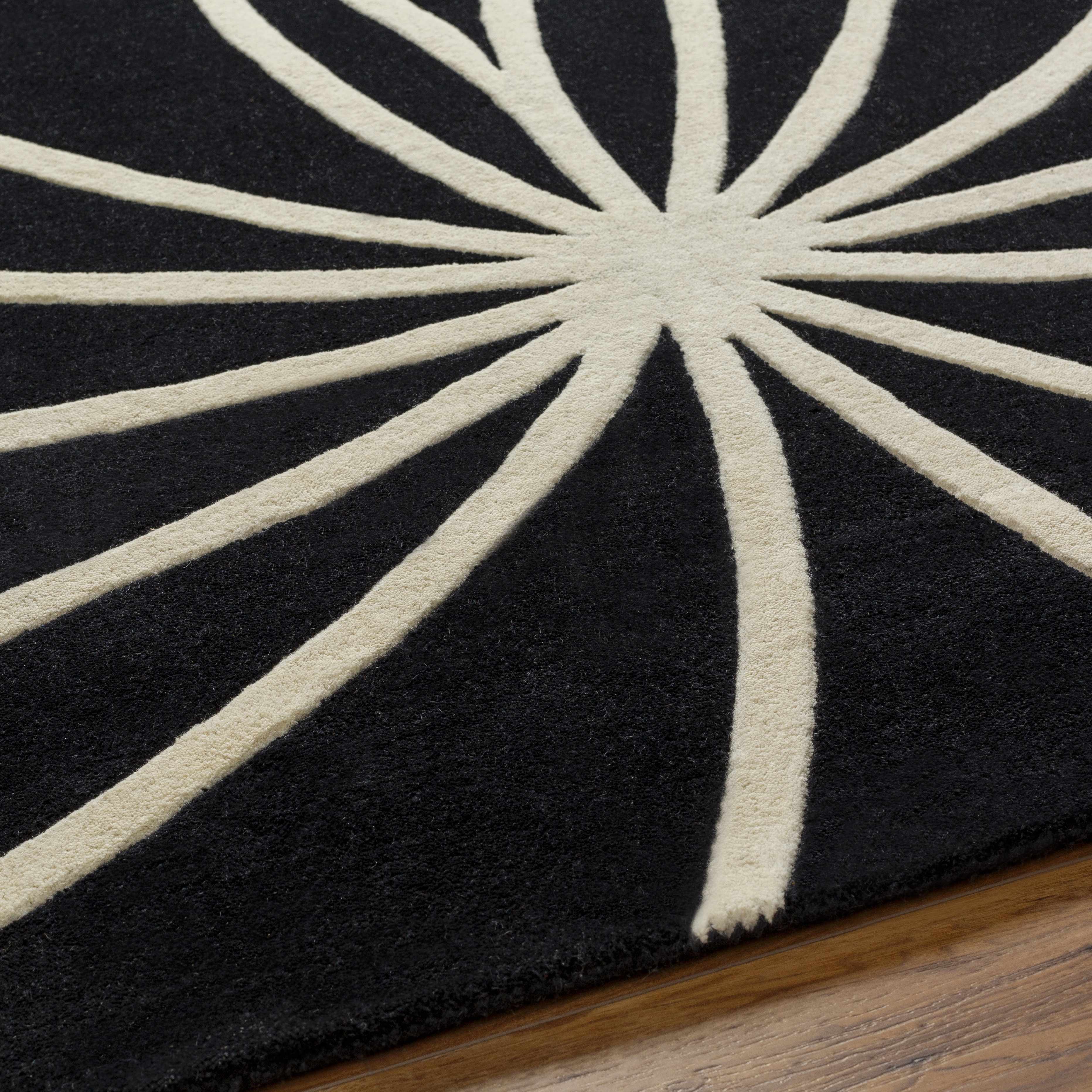 Davison Black Geometric Wool Carpet - Image 23