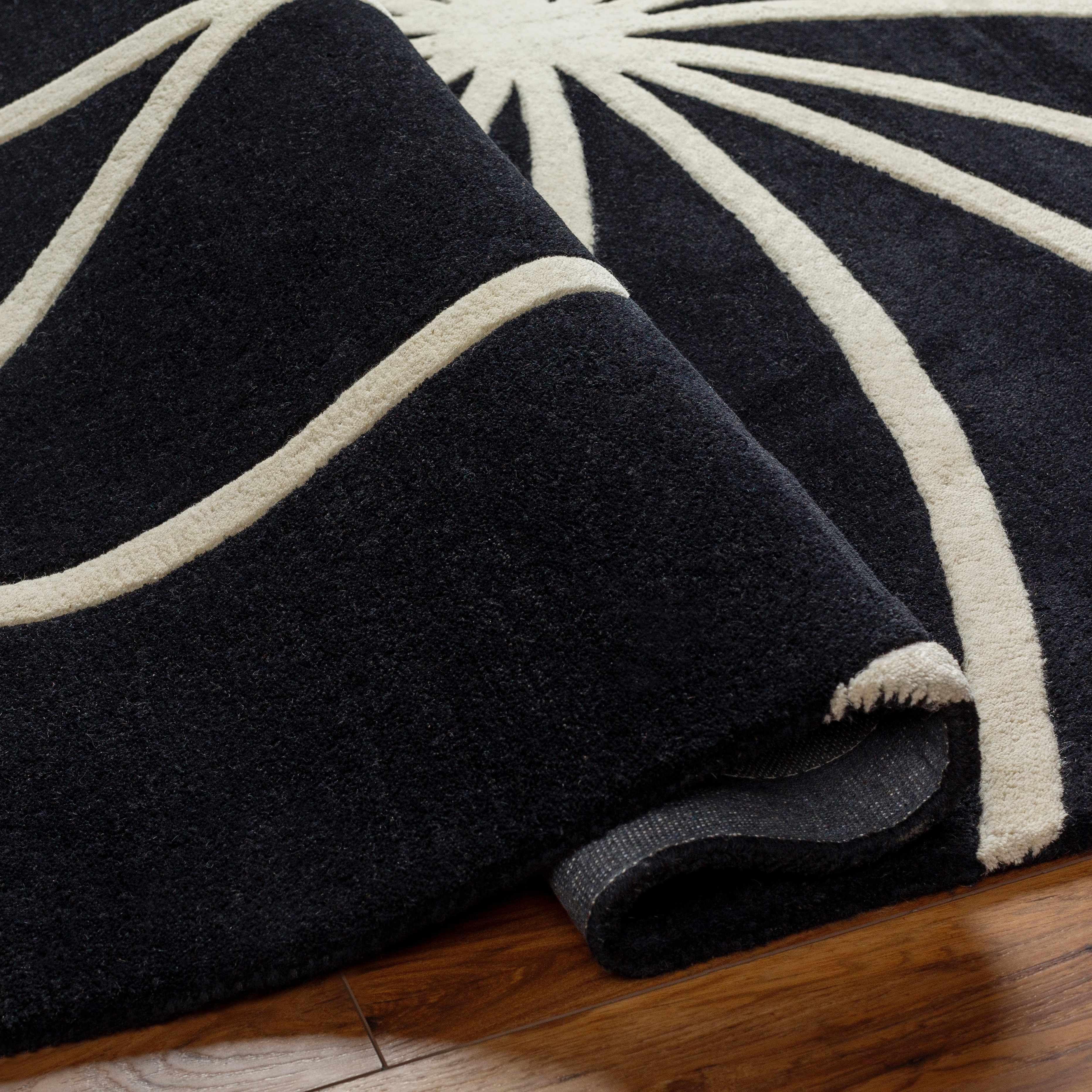 Davison Black Geometric Wool Carpet - Image 7