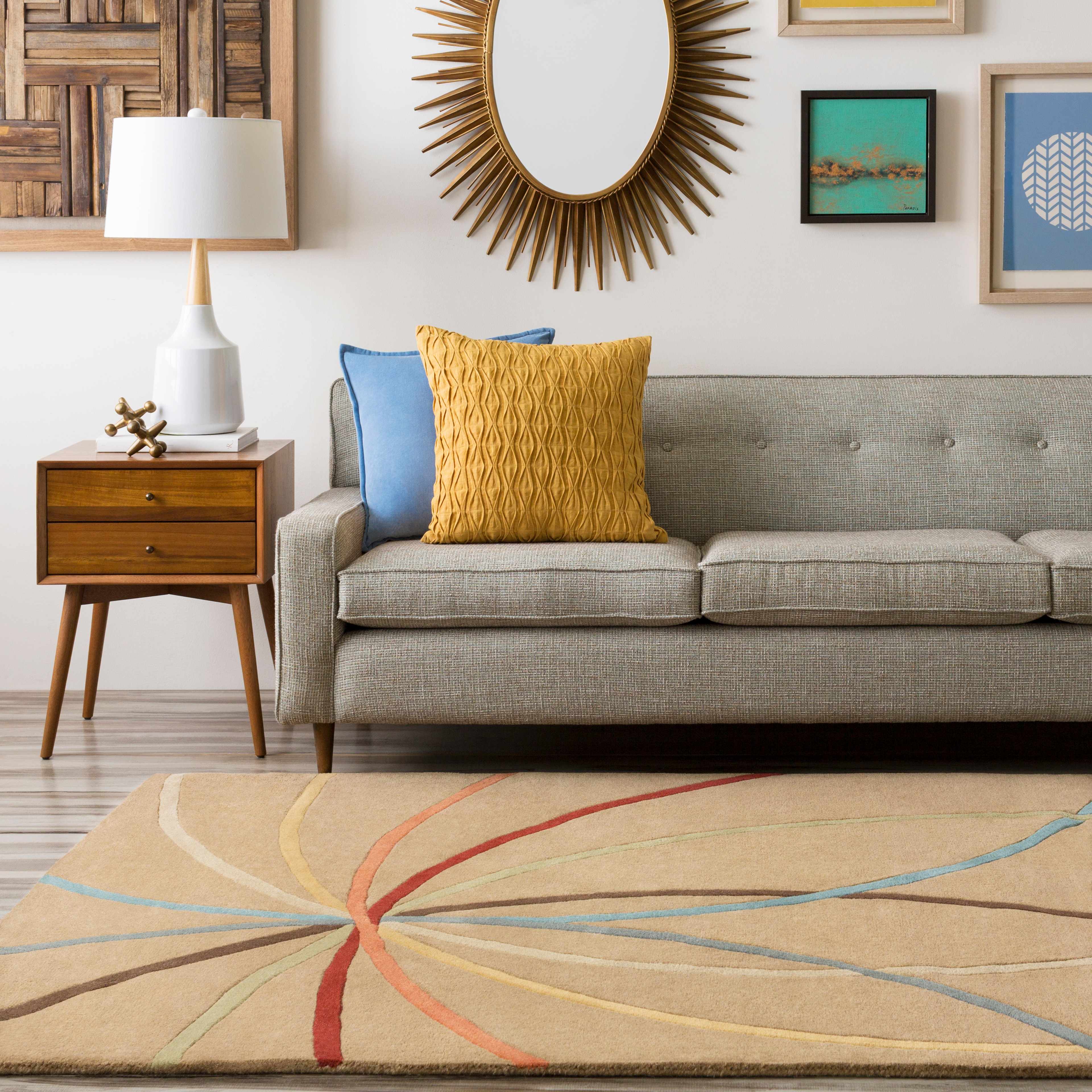 Davison Brown Geometric Modern Wool Rug - Image 3