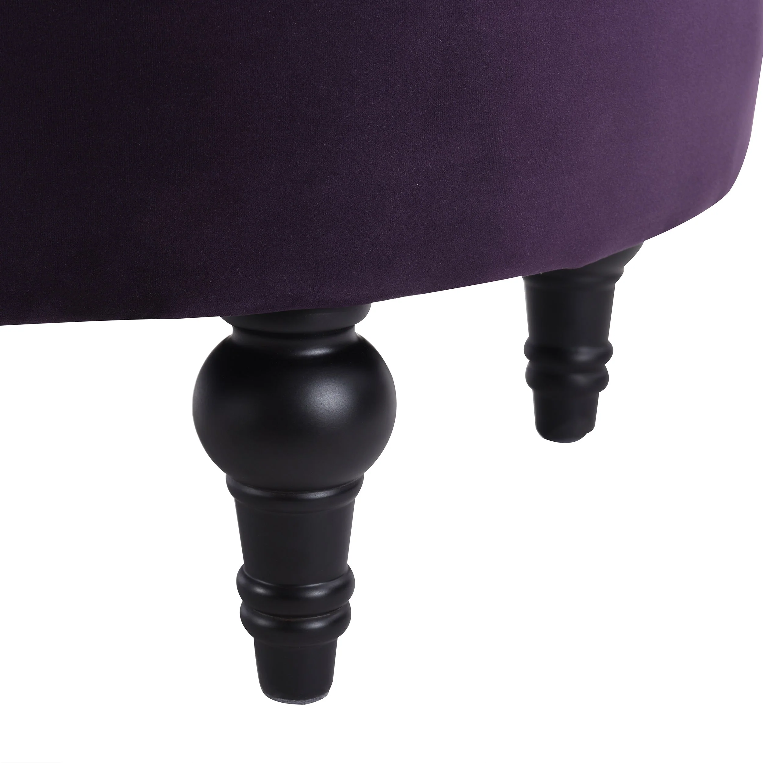 Dawn Tufted Round Ottoman in Purple Velvet with Nailhead Accents - Image 3