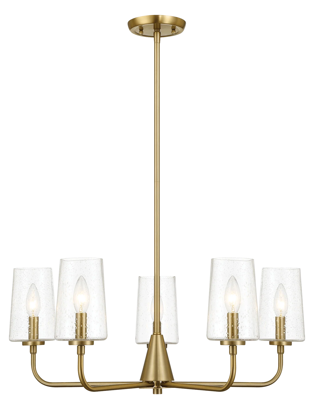 Dazzle Five Lights Chandelier with Clear Seeded Glass - Satin Brass - Image 3